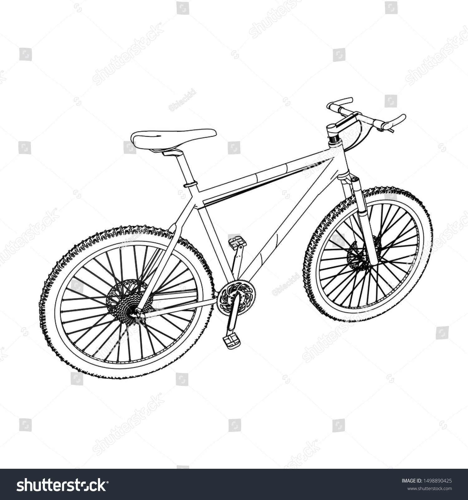 自転車のラインアート 塗り絵 自転車 子ども向けのイラスト のベクター画像素材 ロイヤリティフリー