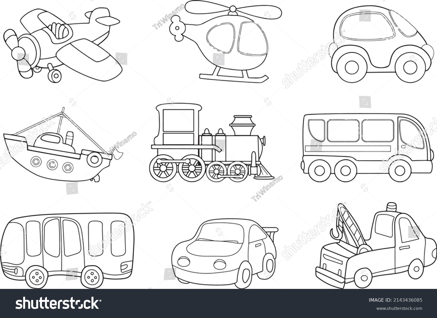 Line Art Cartoon Transportaion Vector Illustration Stock Vector ...