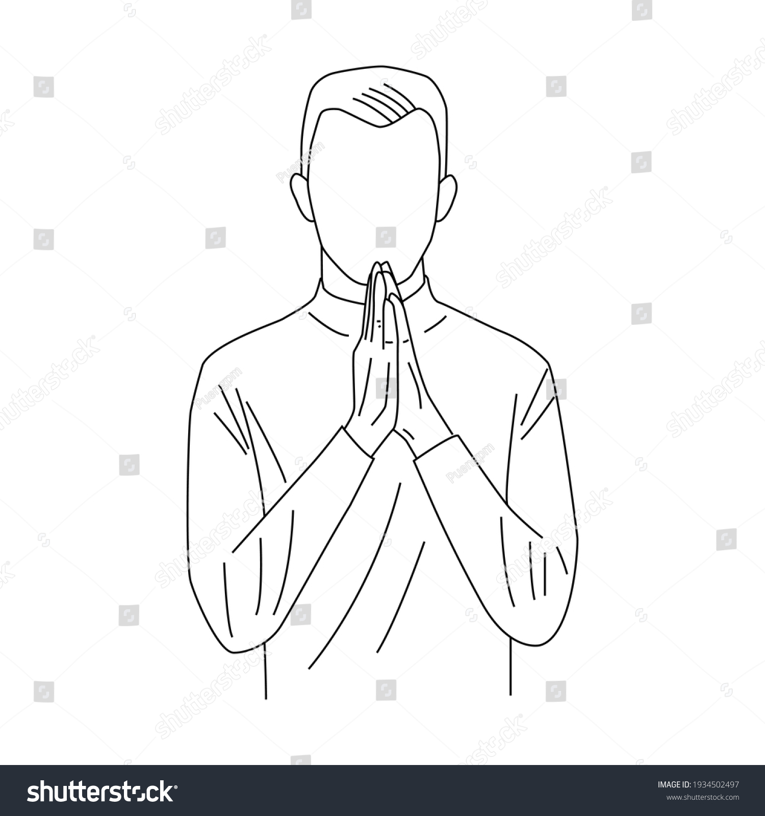 Line Art Man Turtleneck Shirt Paying Stock Vector (Royalty Free) 1934502497