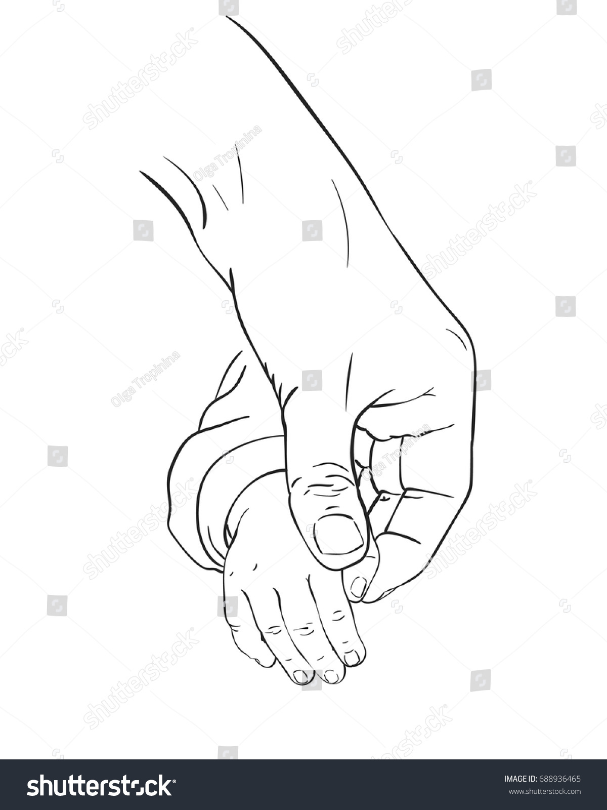 Line Art Sketch Mother Hand Holding Stock Vector (Royalty Free ...