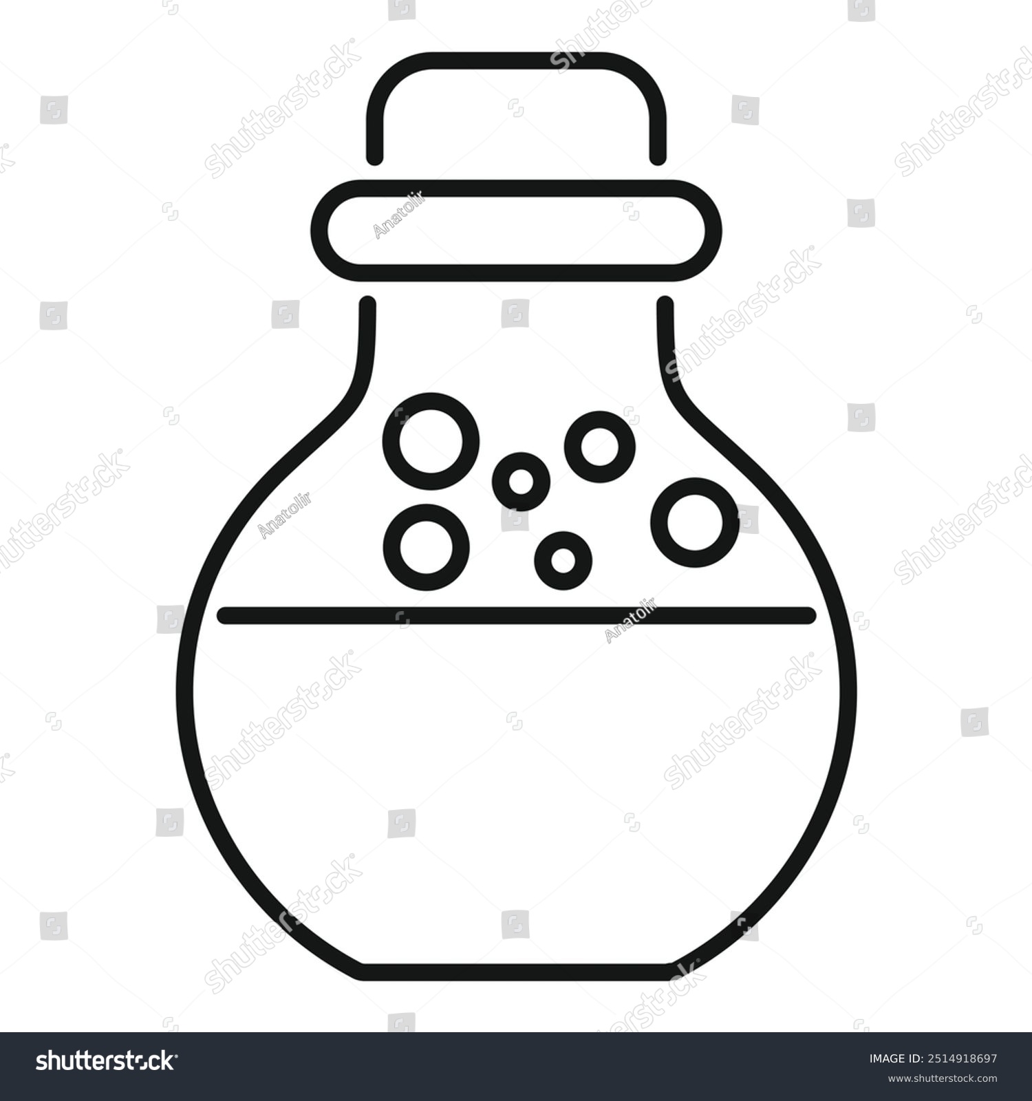 recommend clip art: Line art style icon of a chemical flask bubbling, perfect for projects about chemistry
