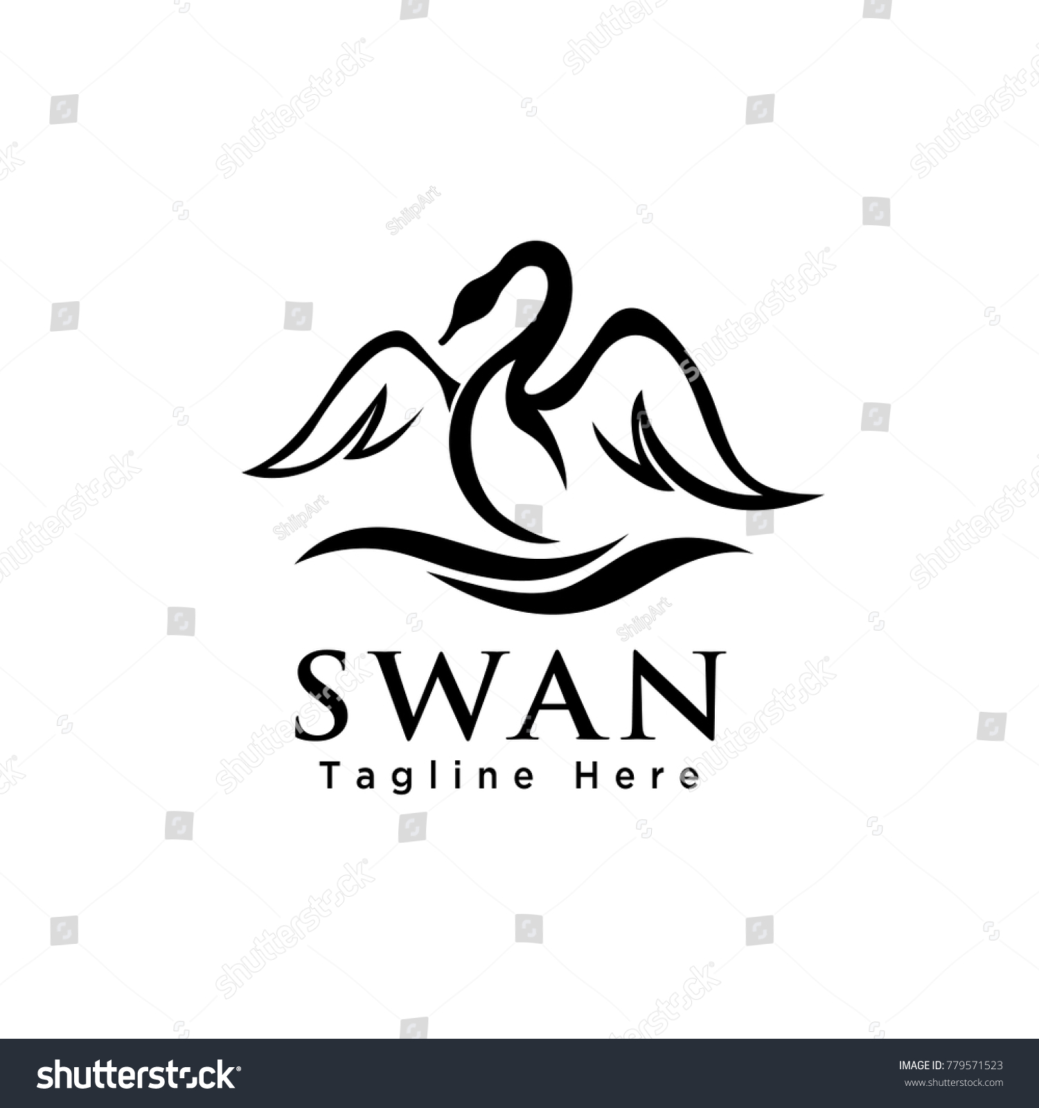 Line Art Swan Flapping Wings Logo Stock Vector (Royalty Free) 779571523 ...