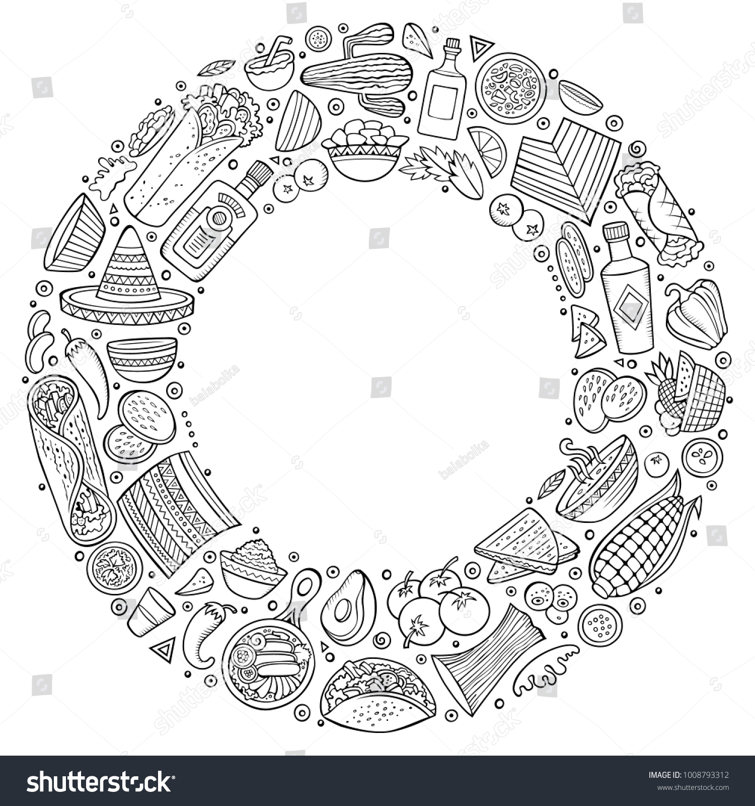 Line Art Vector Hand Drawn Set Stock Vector (Royalty Free) 1008793312