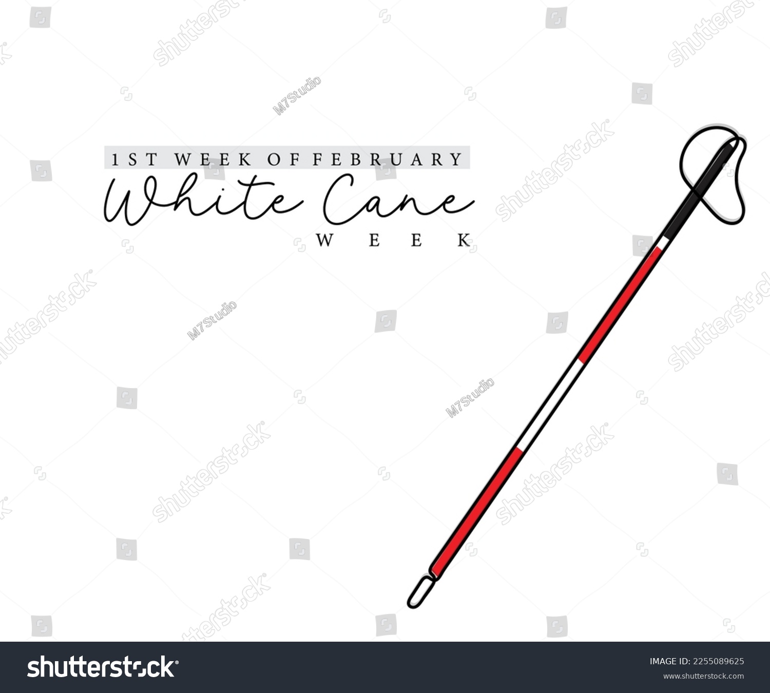 SVG of Line art vector. White cane awareness. Hand drawn doodles. svg