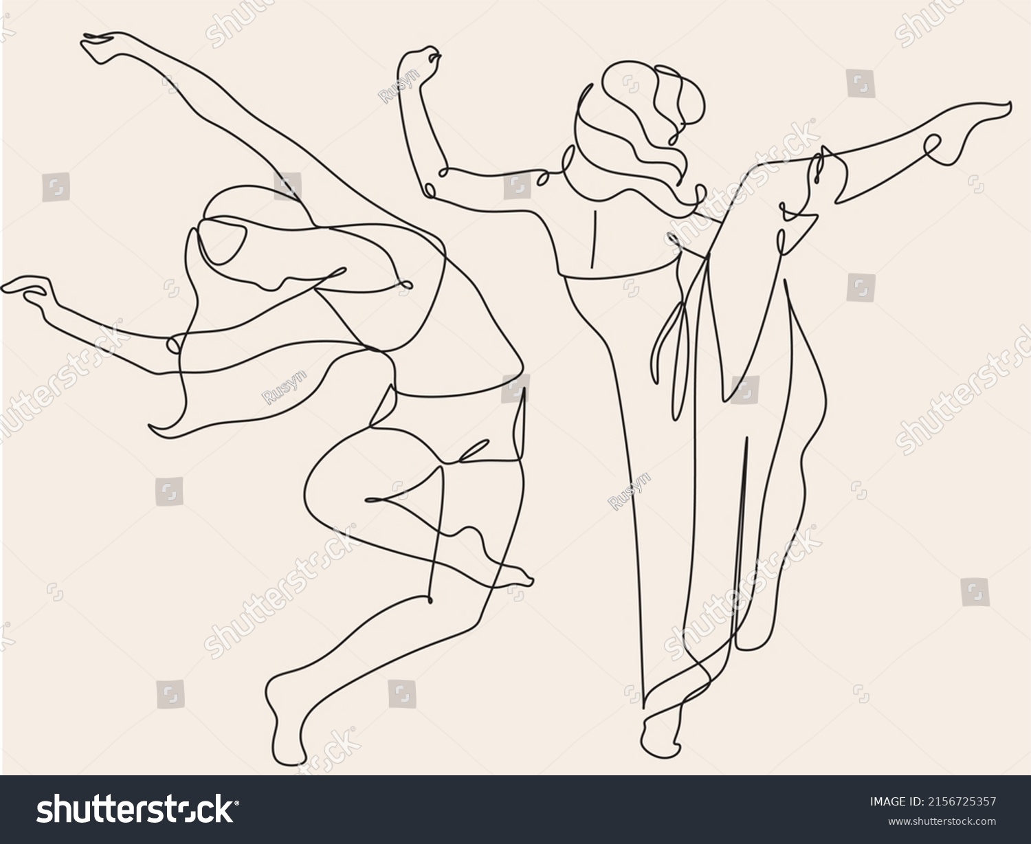 Line Art Wellness Dancing Woman Minimalist Stock Vector (Royalty Free ...