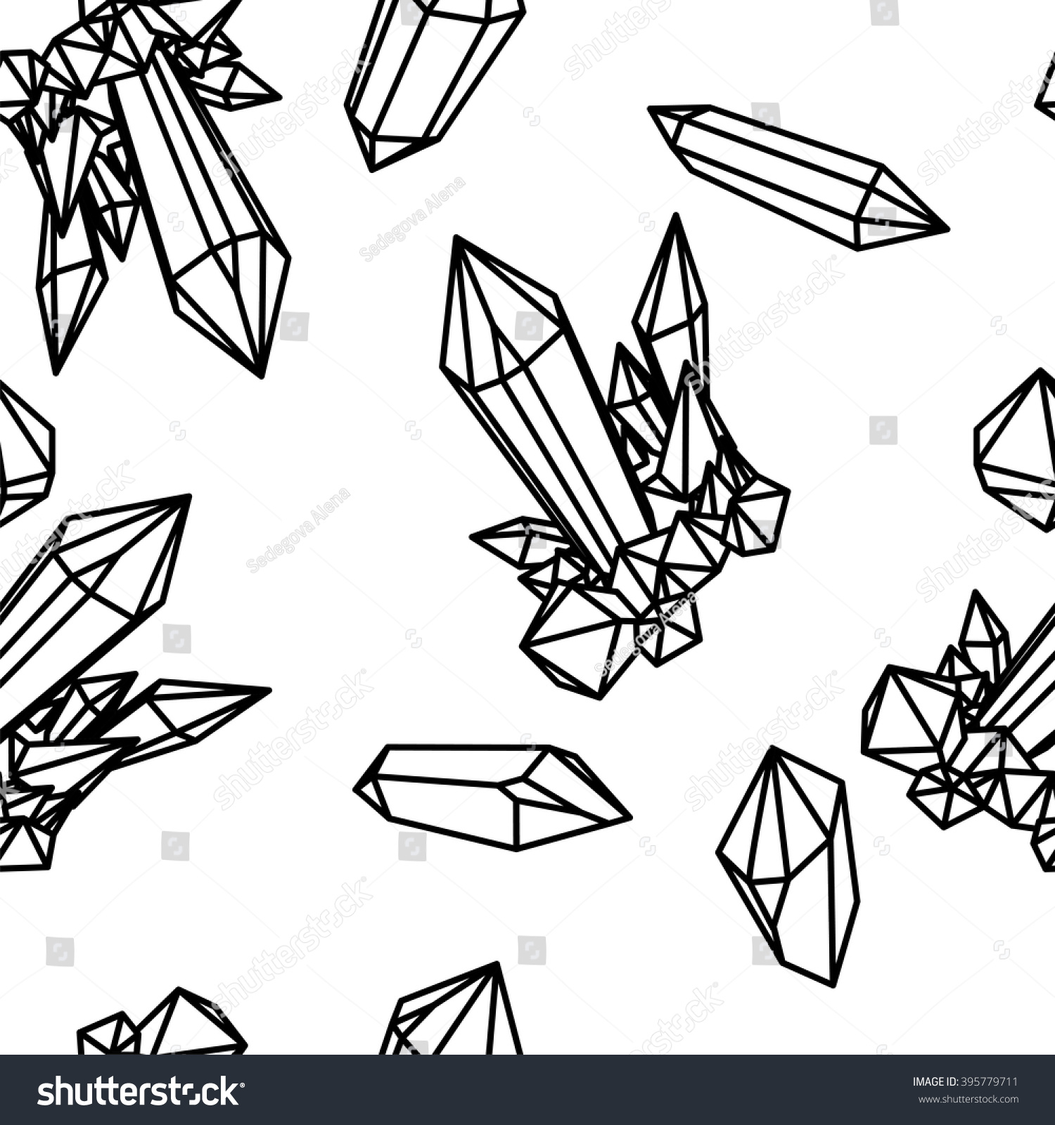 Line Crystal Seamless Pattern Black Outline Stock Vector (Royalty Free ...