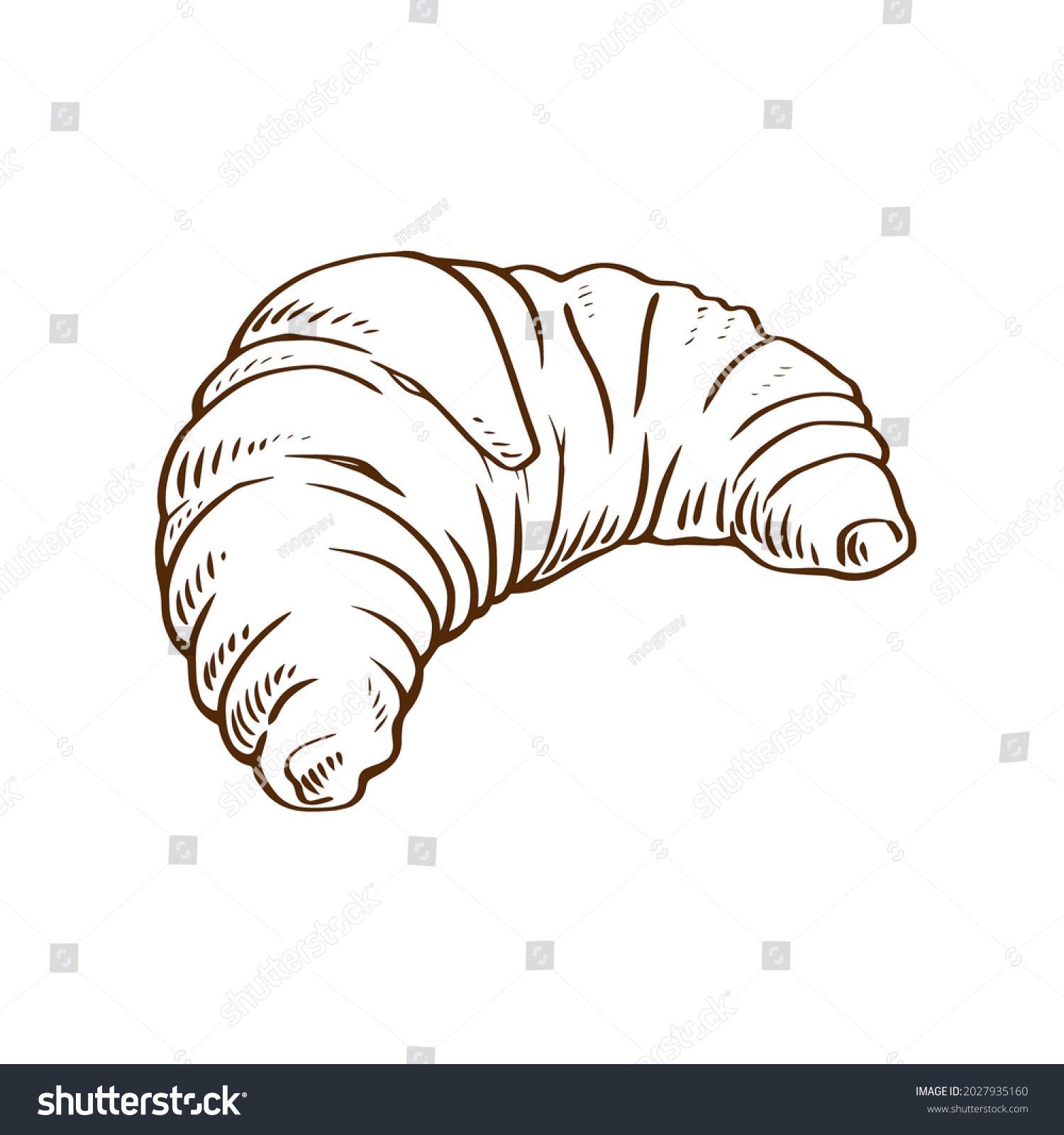 Line Drawing French Croissant On White Stock Vector (Royalty Free ...