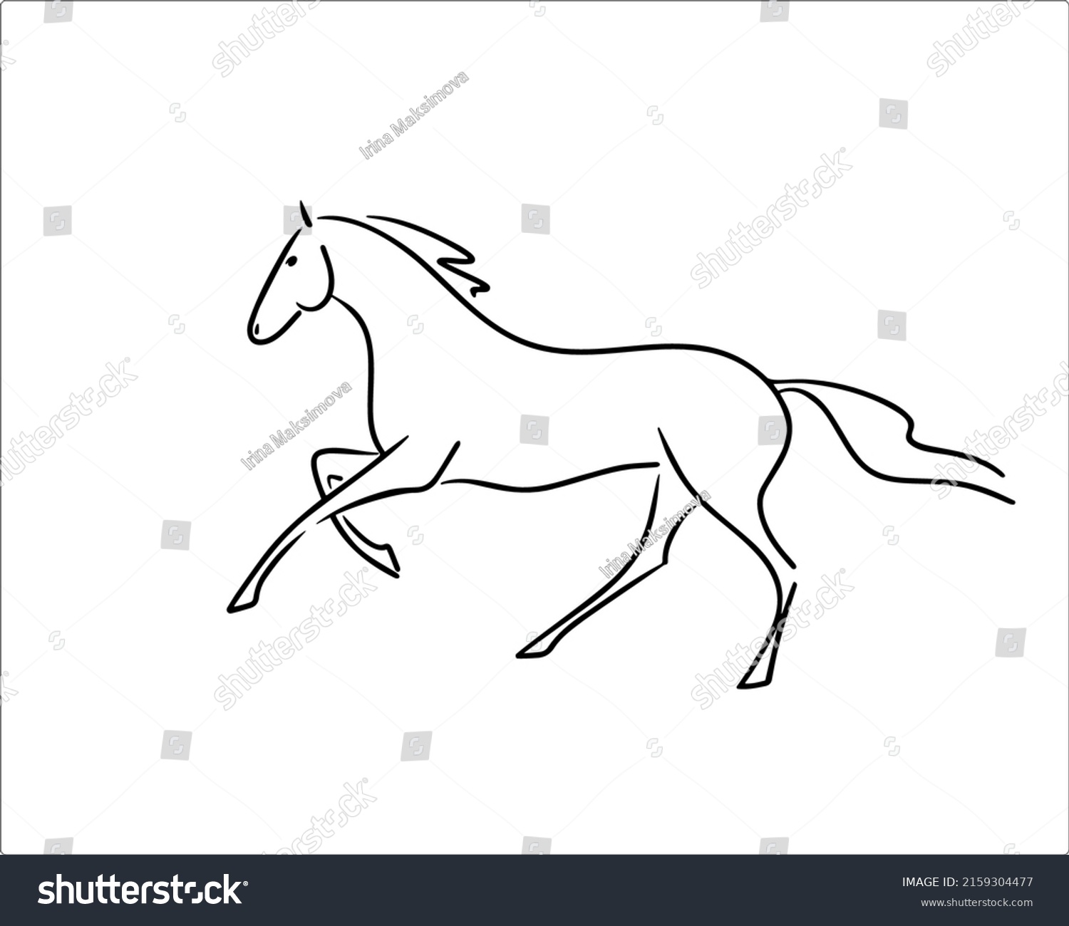 Line Drawing Horse Wildlife Vector Illustration Stock Vector (Royalty ...