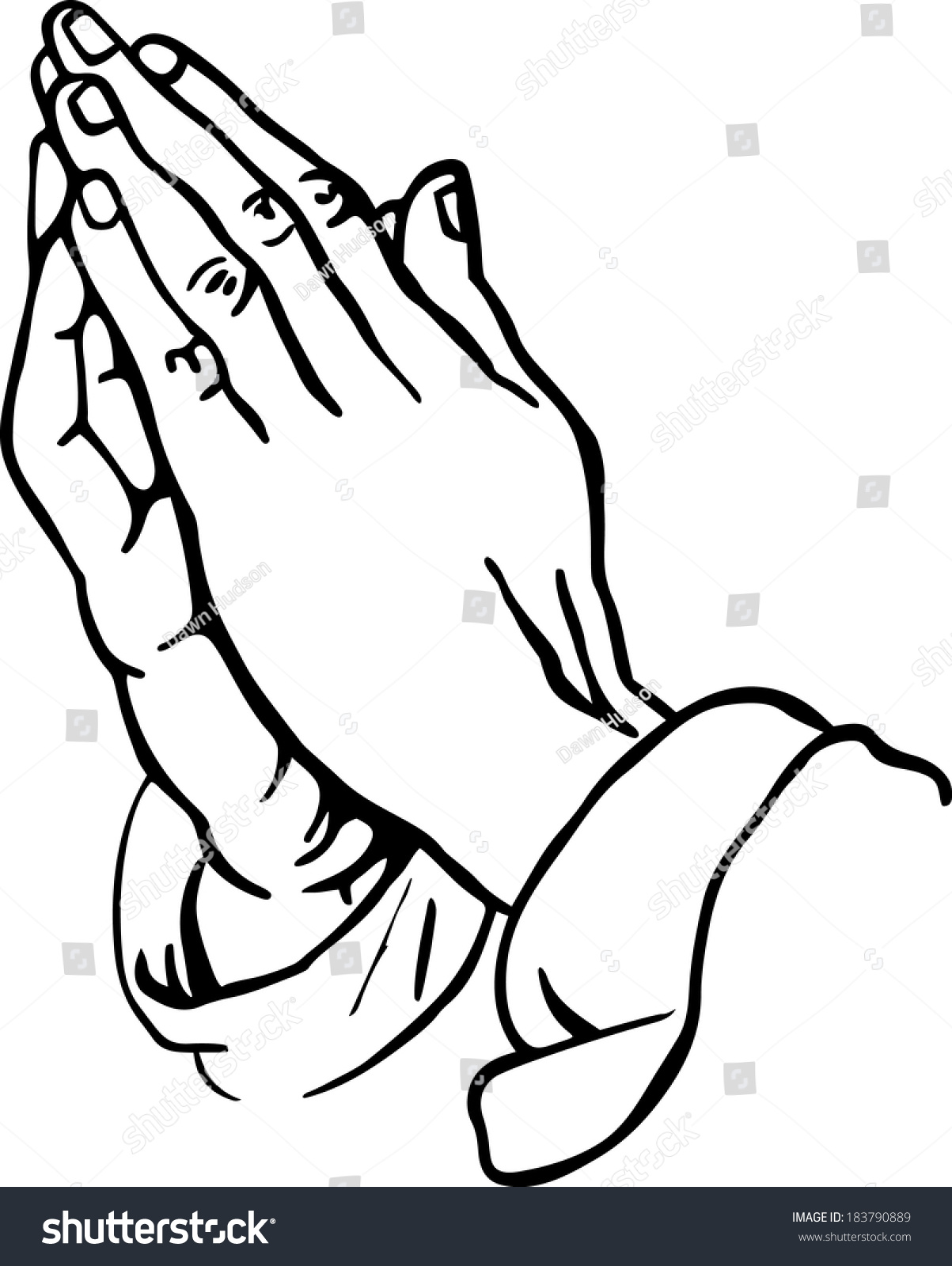 Line Drawing Praying Hands Stock Vector 183790889 - Shutterstock