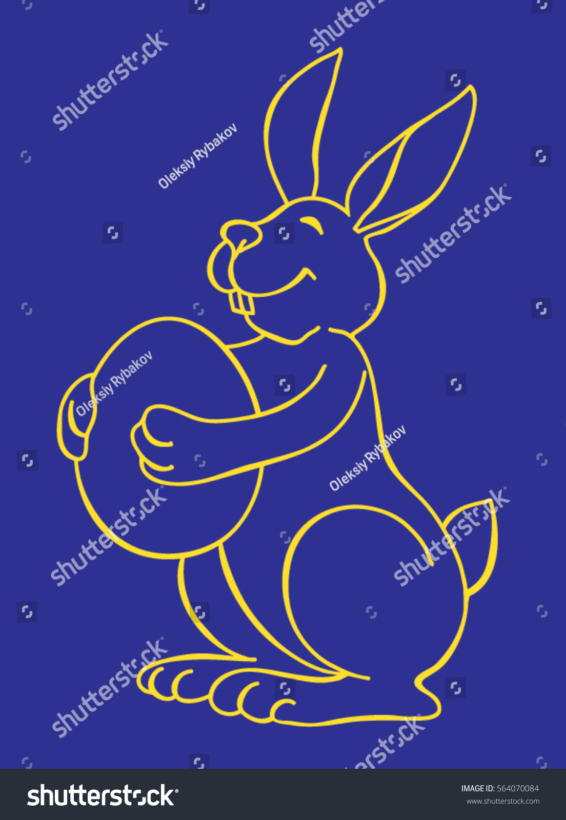 Line Drawing Egg : Line drawing rabbit holding big easter stock vector