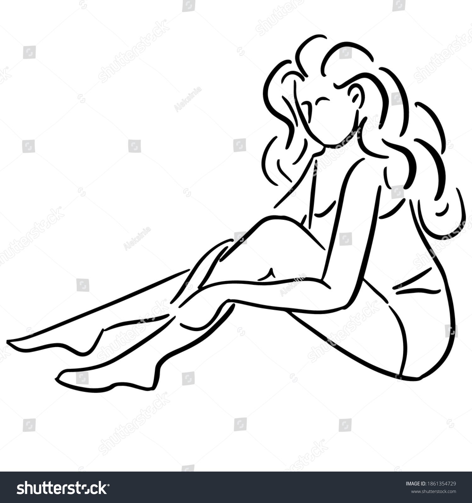 Line Drawing Sexual Womans Silhouette Stock Vector Royalty Free 1861354729 Shutterstock 