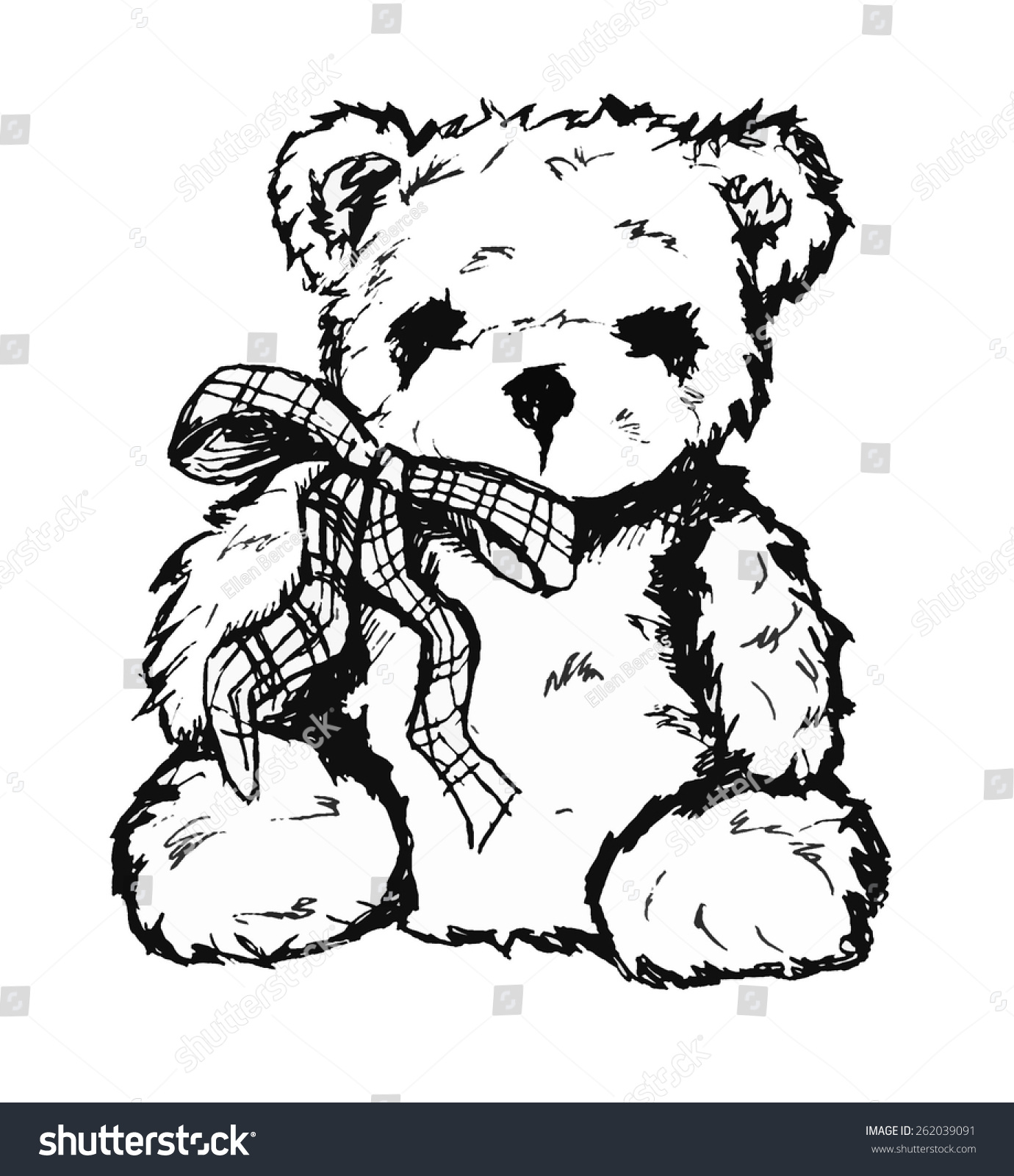 line drawing of teddy bear