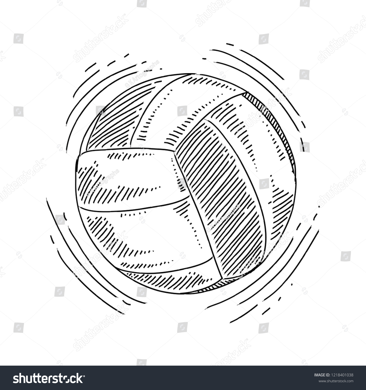 Line Drawing Volleyball Stock Vector (Royalty Free) 1218401038