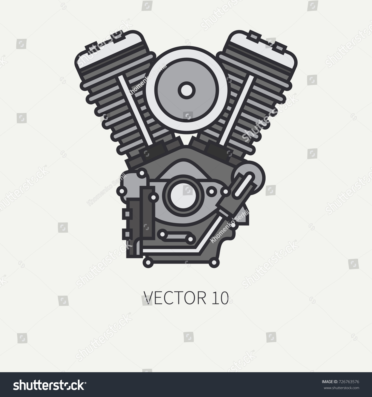 Line Flat Color Vector Motorcycle Icon Stock Vector Royalty Free 726763576