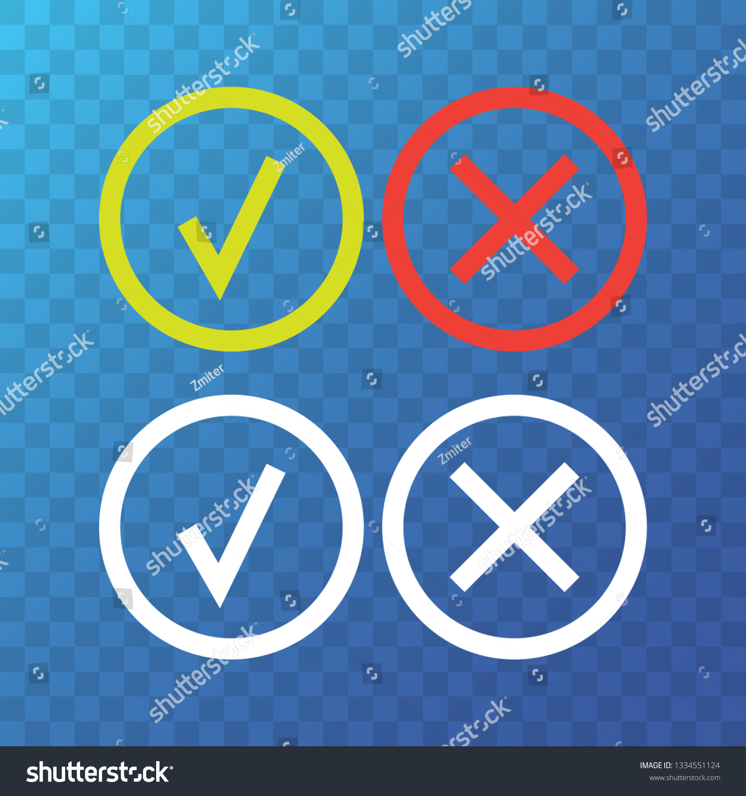 SVG of line green check mark or check box icons set . Green tick and red cross check marks flat style line icons set isolated on transparent background svg