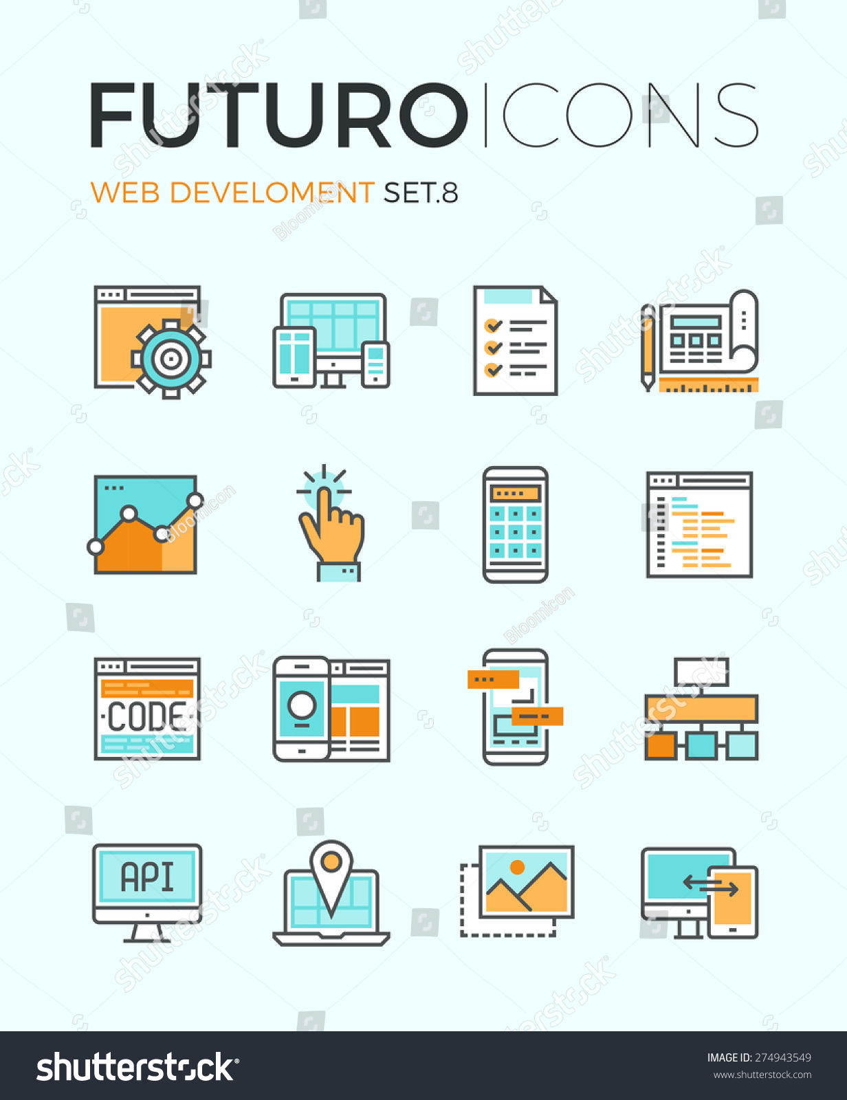 Line Icons Flat Design Elements Responsive Stock Vector (Royalty Free ...