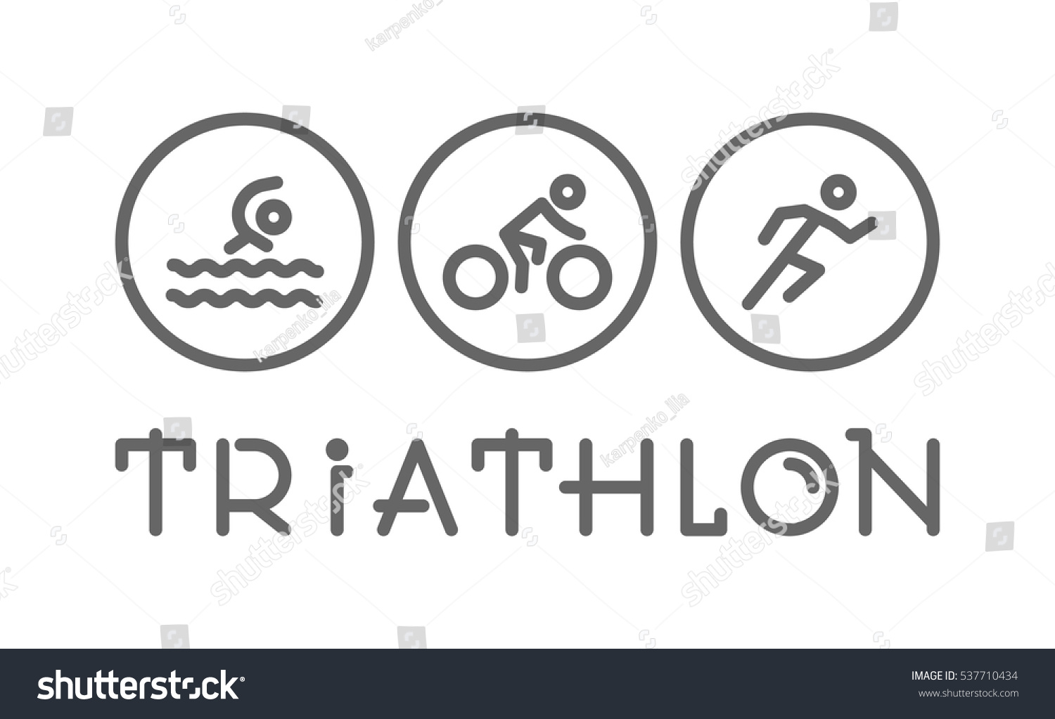 Line Logo Triathlon Figures Triathletes On Stock Vector (Royalty Free ...