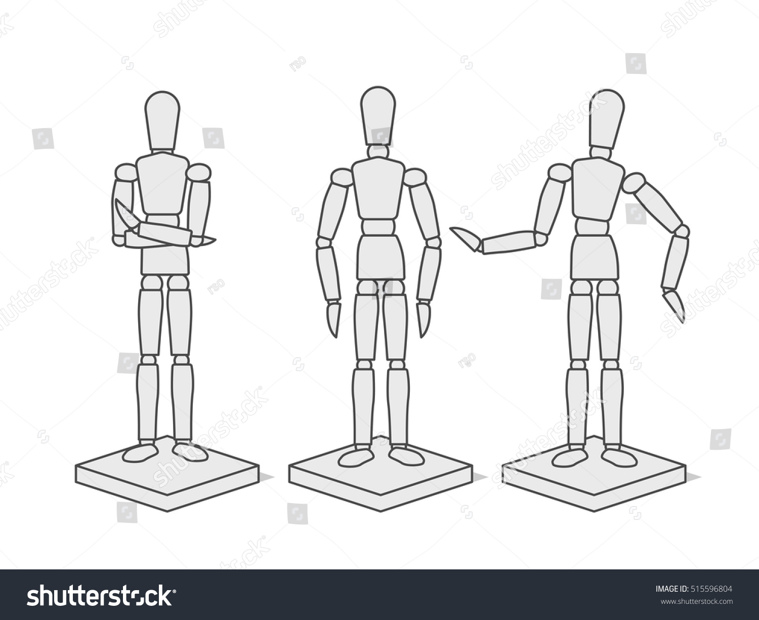 Line Wooden Mannequin Stock Vector Illustration 515596804 : Shutterstock