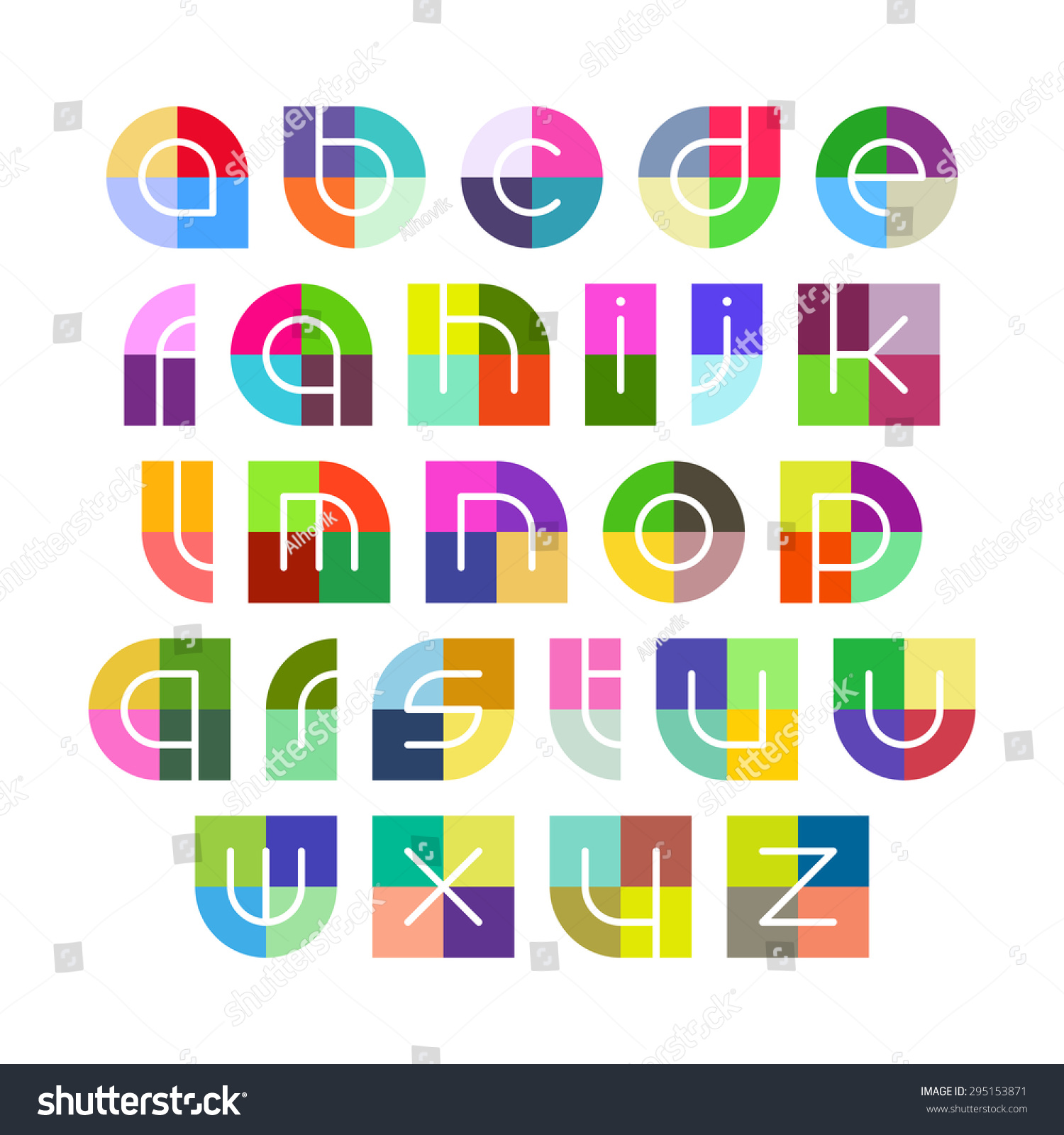 Linear Alphabet Letters With Colorful Background Vector Illustration ...