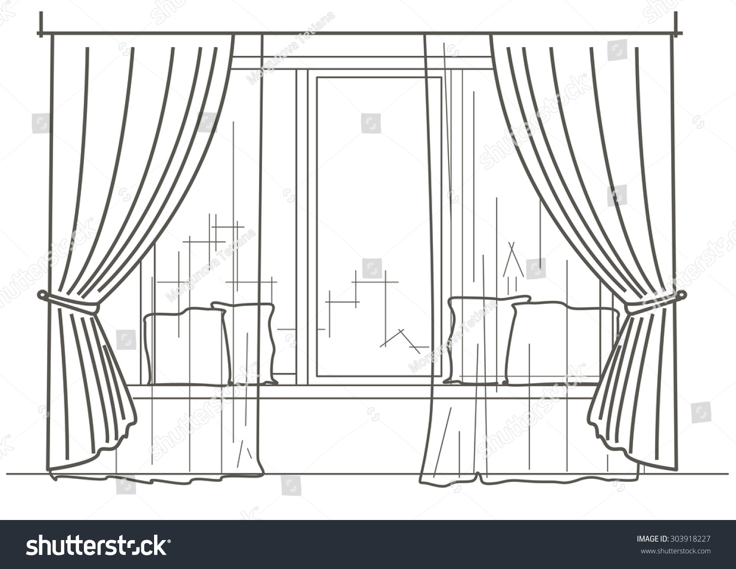 Drawing Of A Window With Curtains Drawing Tutorial Easy