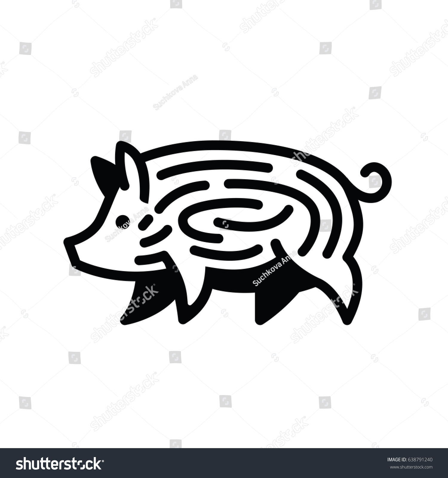 linear black drawing pig swine stylized stock vector royalty free