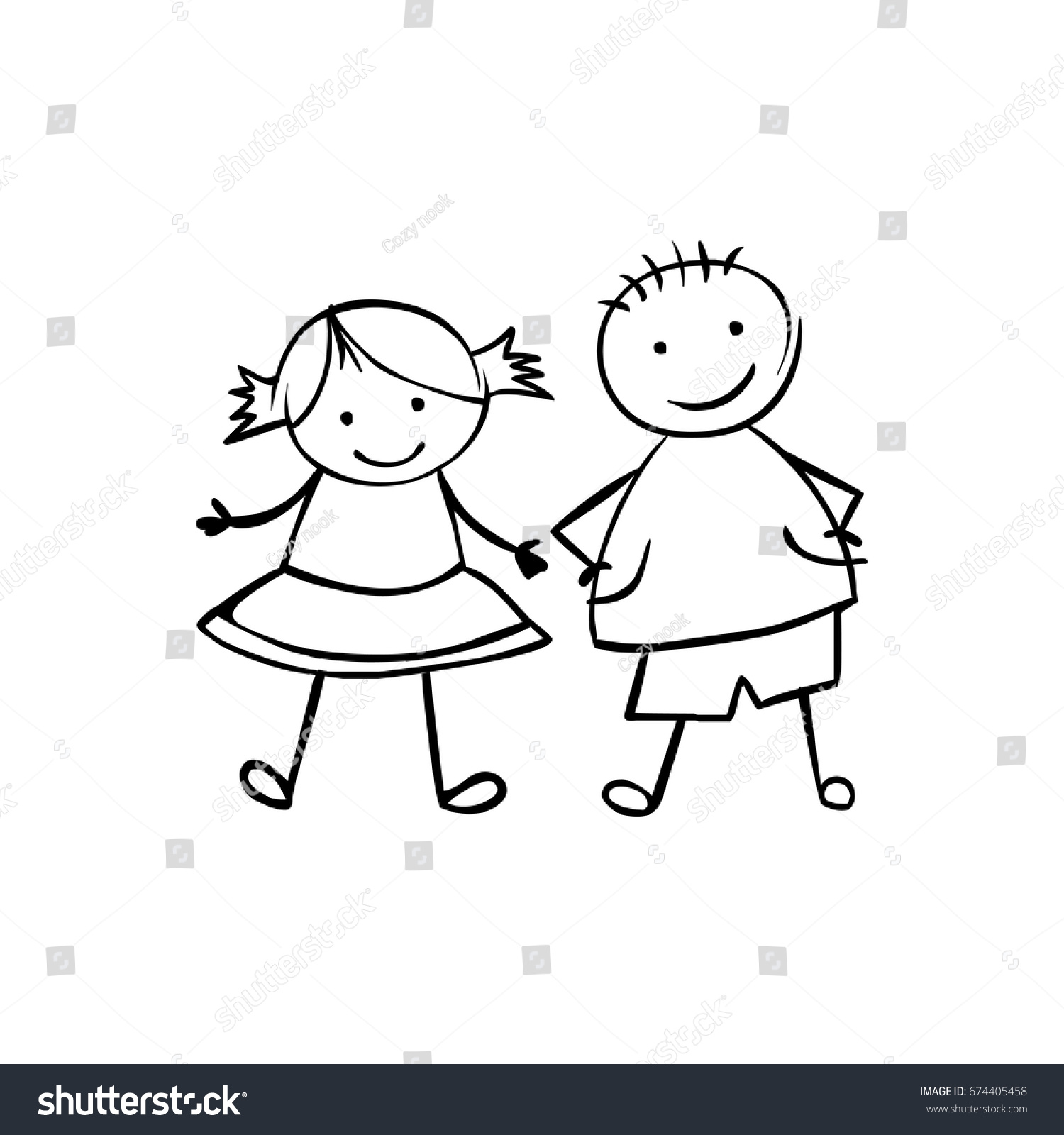 Linear Boy Girl Or Man Woman Stock Vector 674405458 - Shutterstock