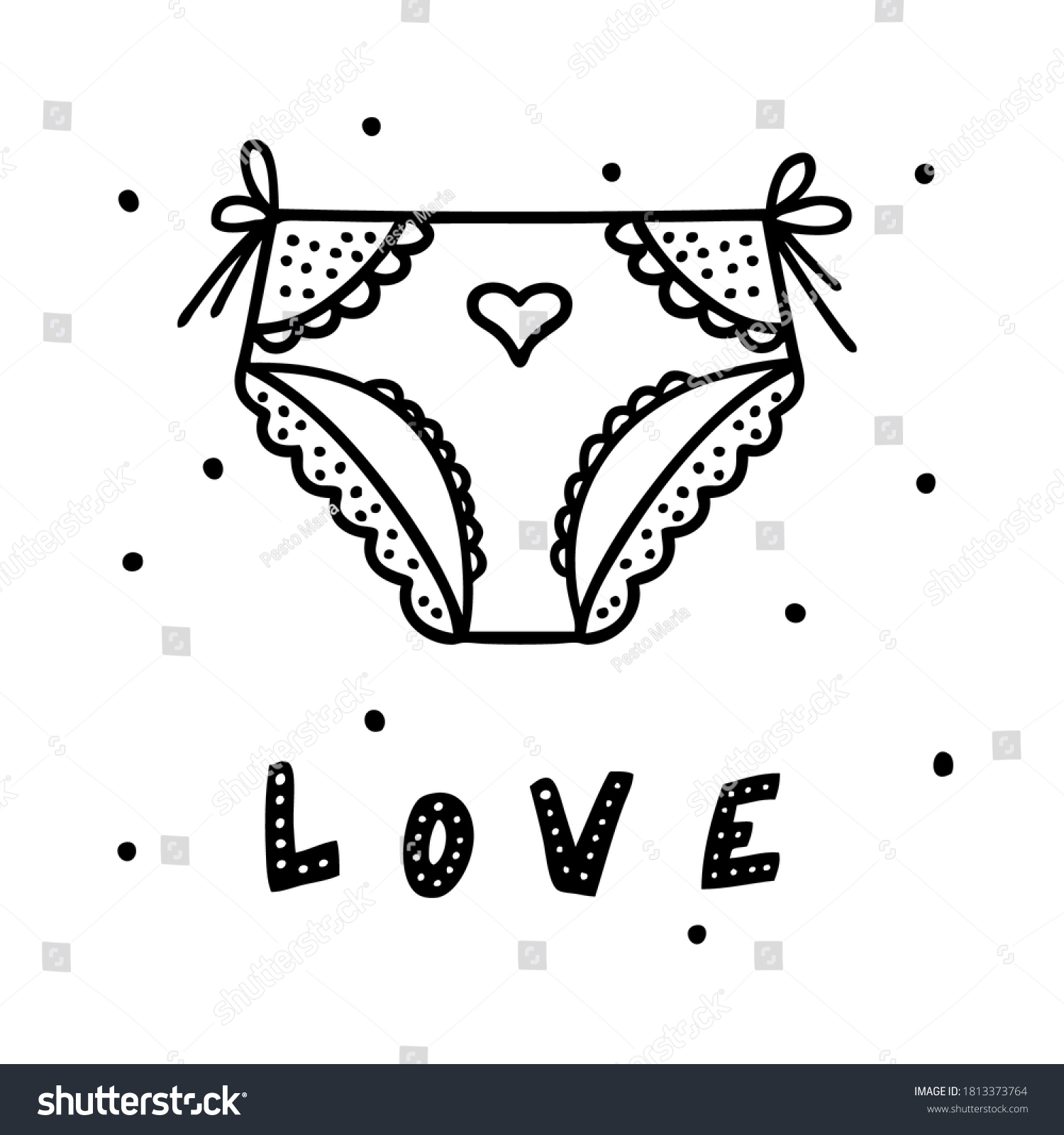 Linear Drawing Womens Panties Doodle Lace Stock Vector (Royalty Free ...