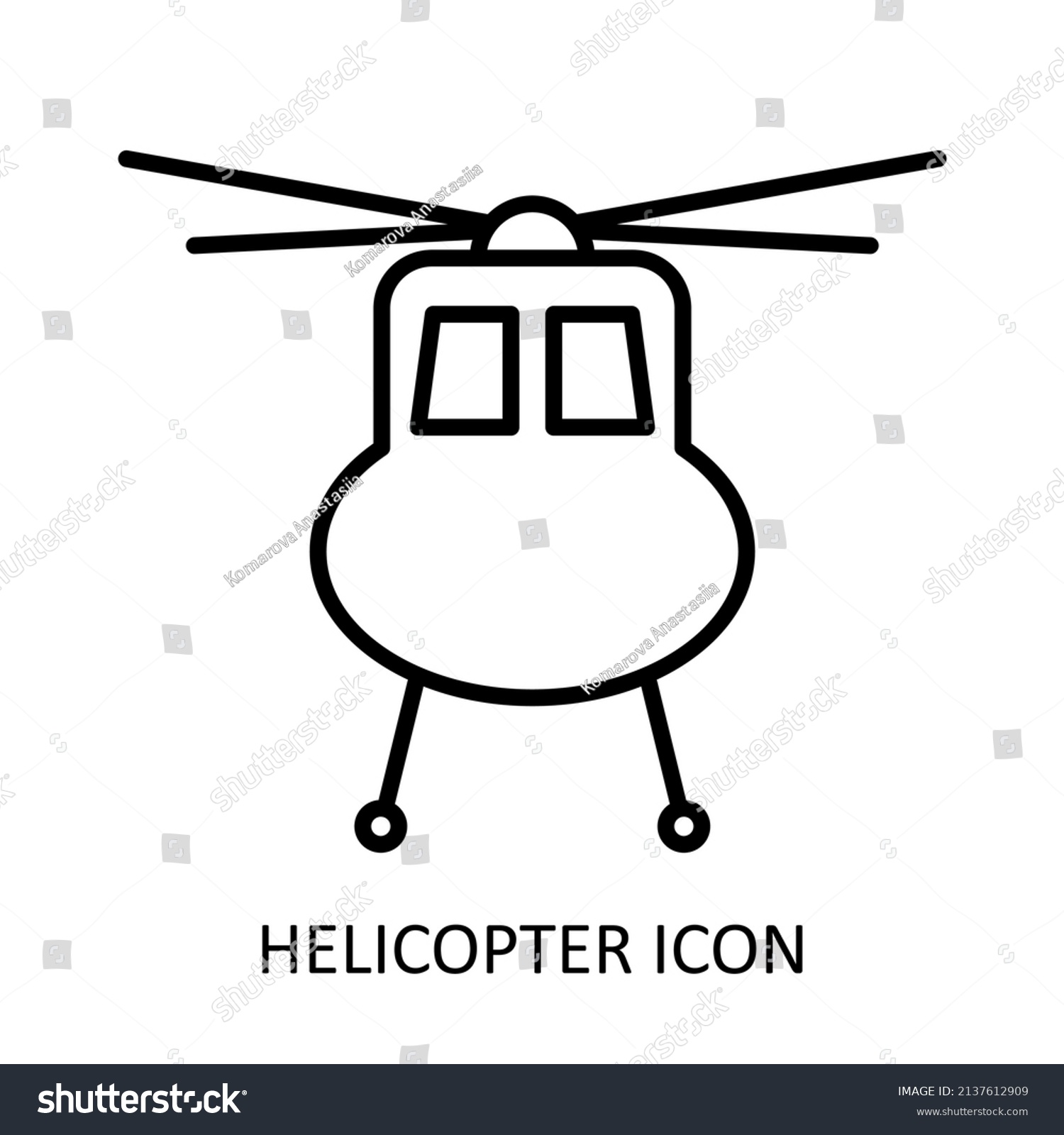 Linear Icon Helicopter Drawing Vector Illustration Stock Vector