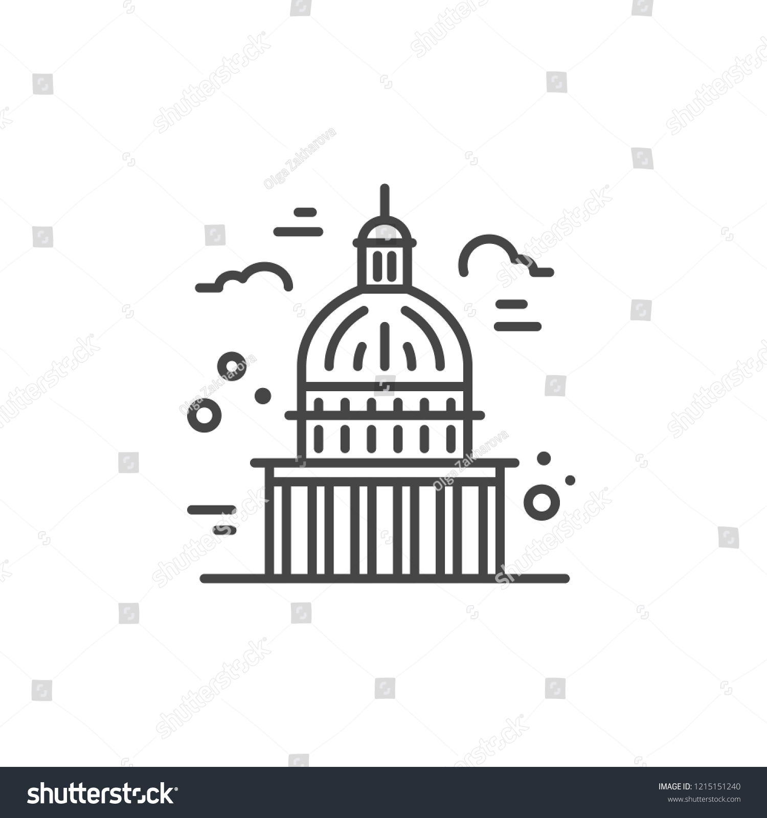 Linear Illustration Capitol Vector Line Style Stock Vector (Royalty ...