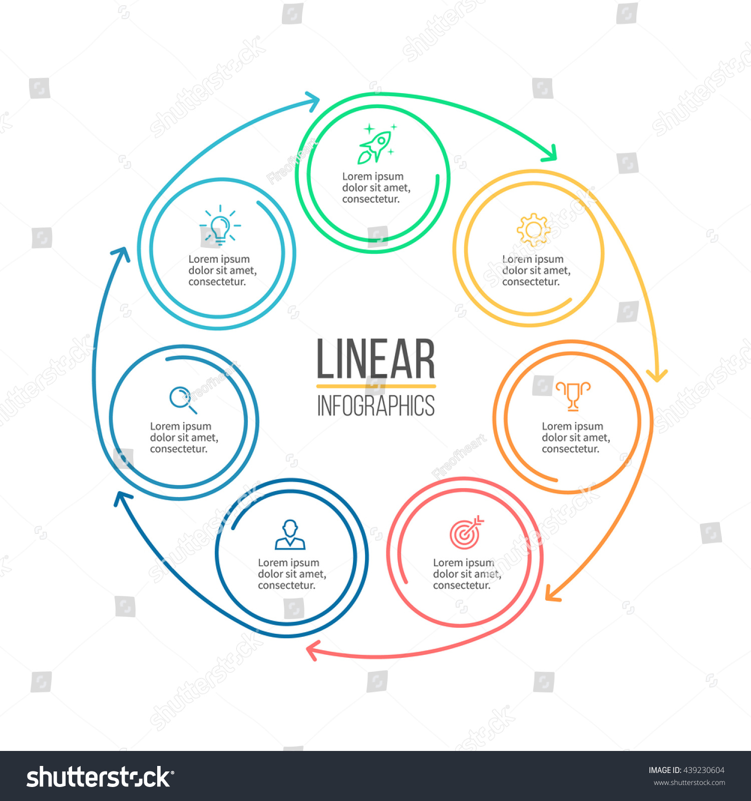Linear Infographics Diagram Chart Graph 7 库存矢量图(免版税)439230604 ...