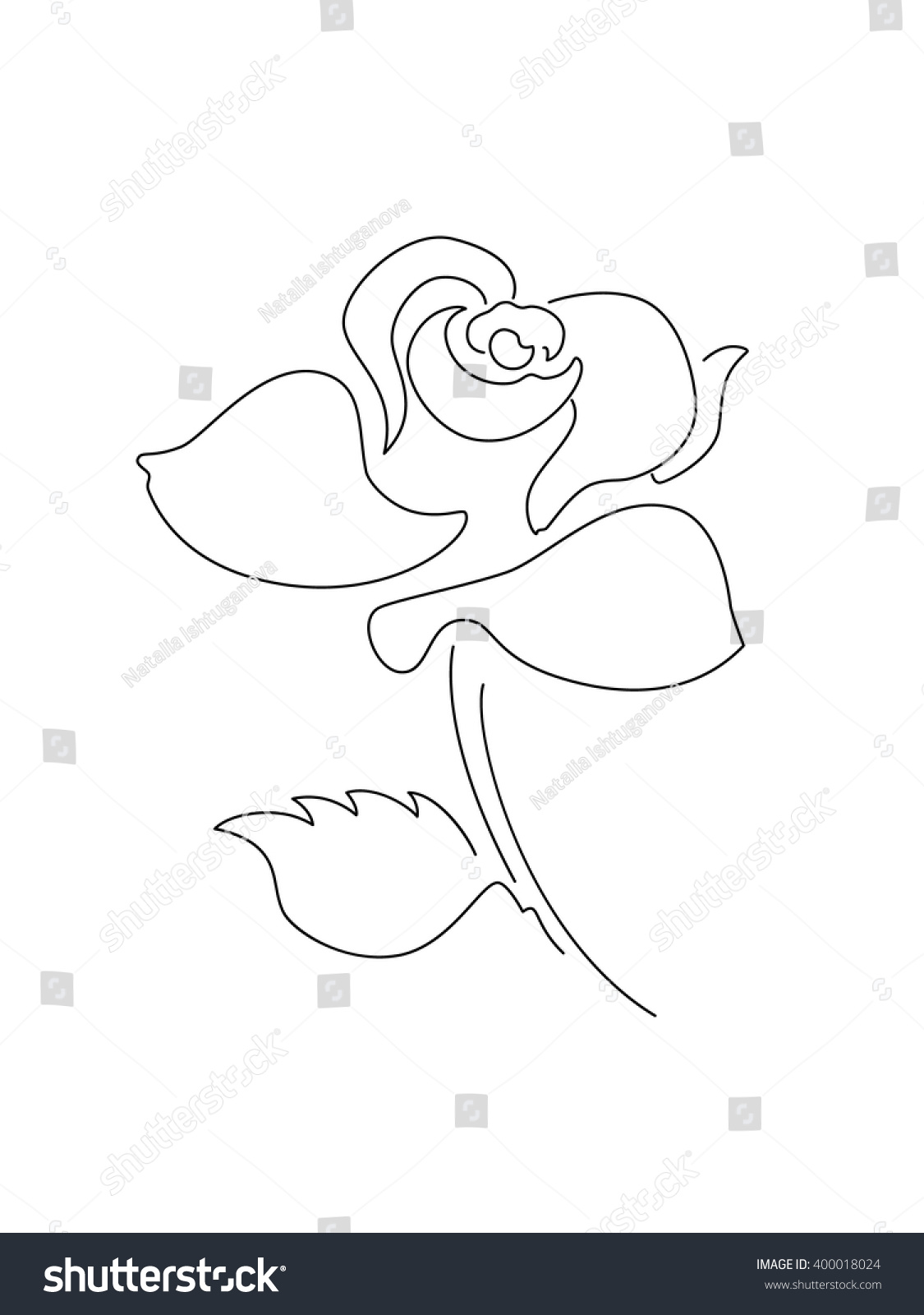 Linear Stylized Image Rose Stock Vector (Royalty Free) 400018024