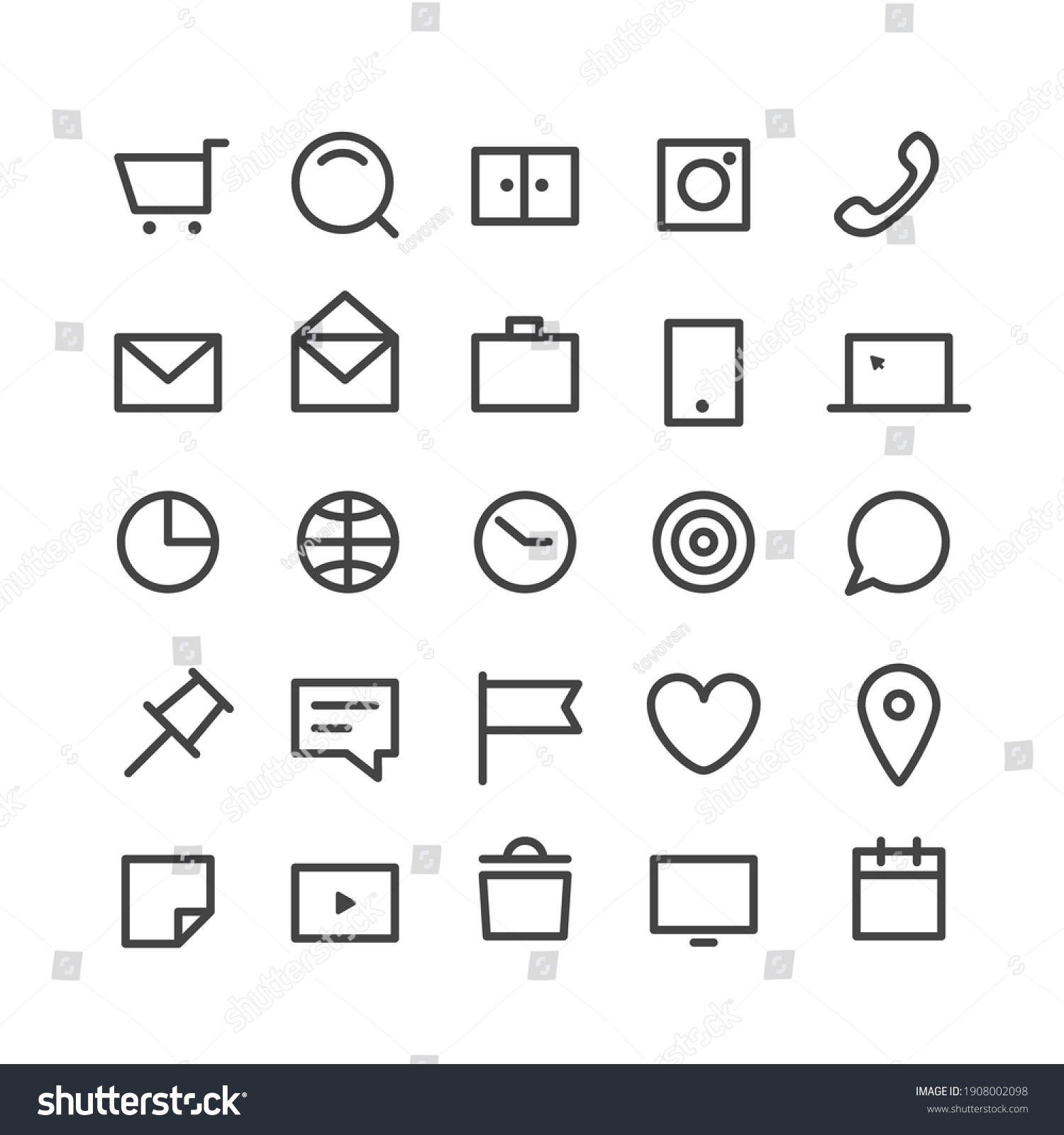 Linear Web Icons Vector Set Stock Vector Royalty Free 1908002098