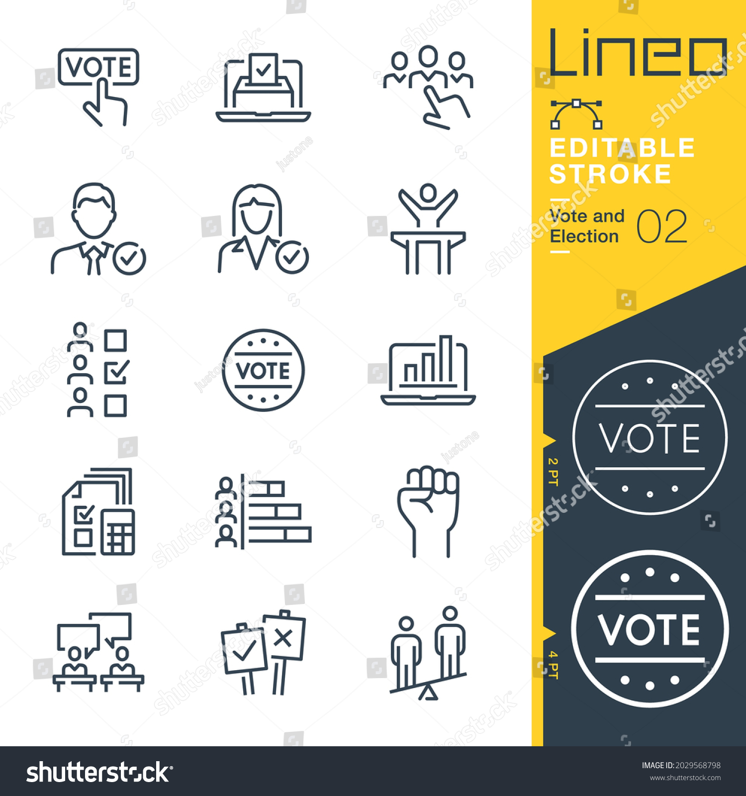 SVG of Lineo Editable Stroke - Vote and Election line icons svg