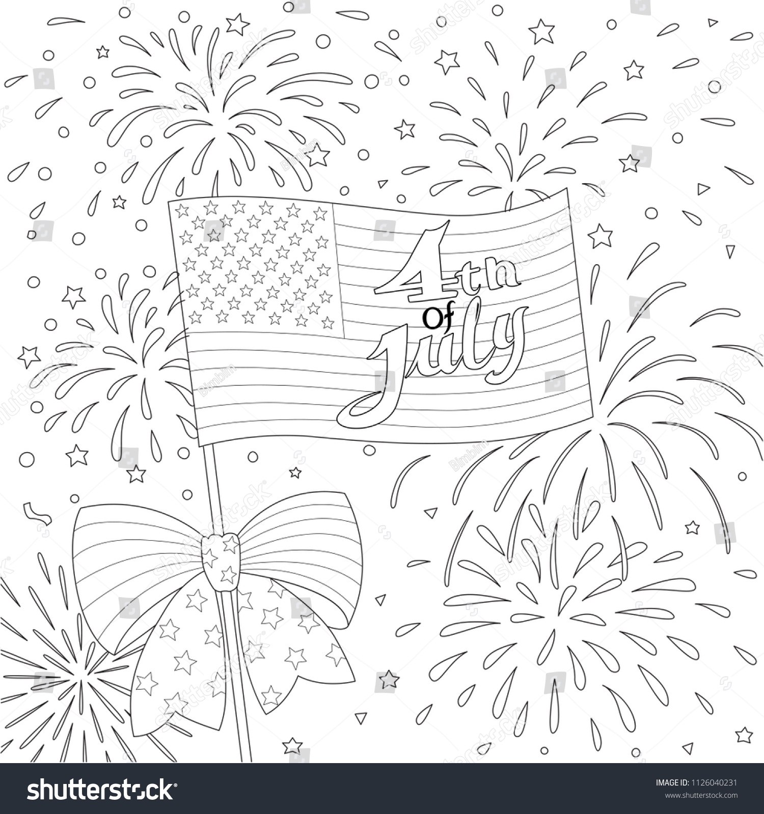 Lines Design American Flag Firework Happy Stock Vector (Royalty Free ...