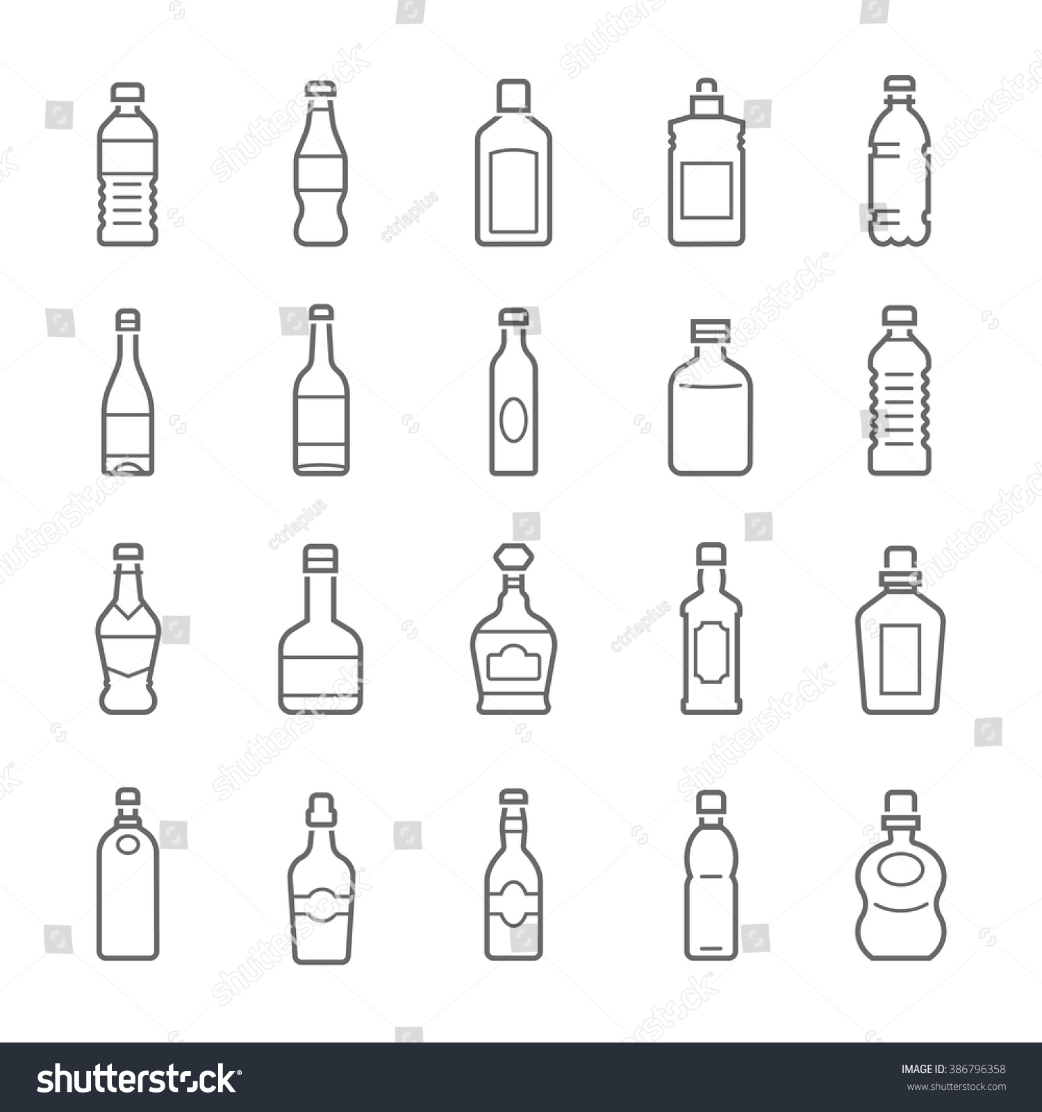 Lines Icon Set Bottle Beverage Stock Vector (Royalty Free) 386796358 ...