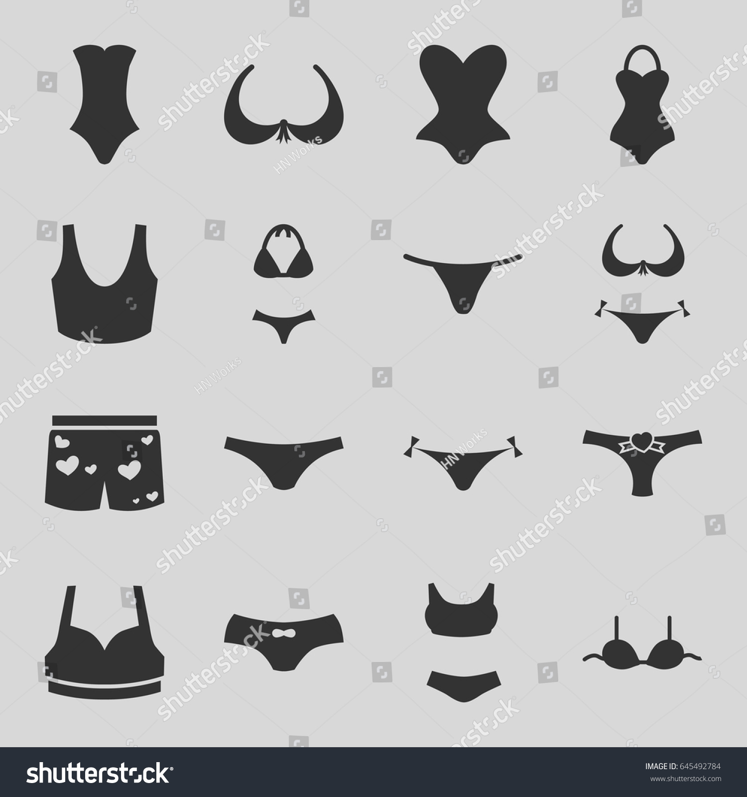 Lingerie Icons Set Set 16 Lingerie Stock Vector Royalty Free