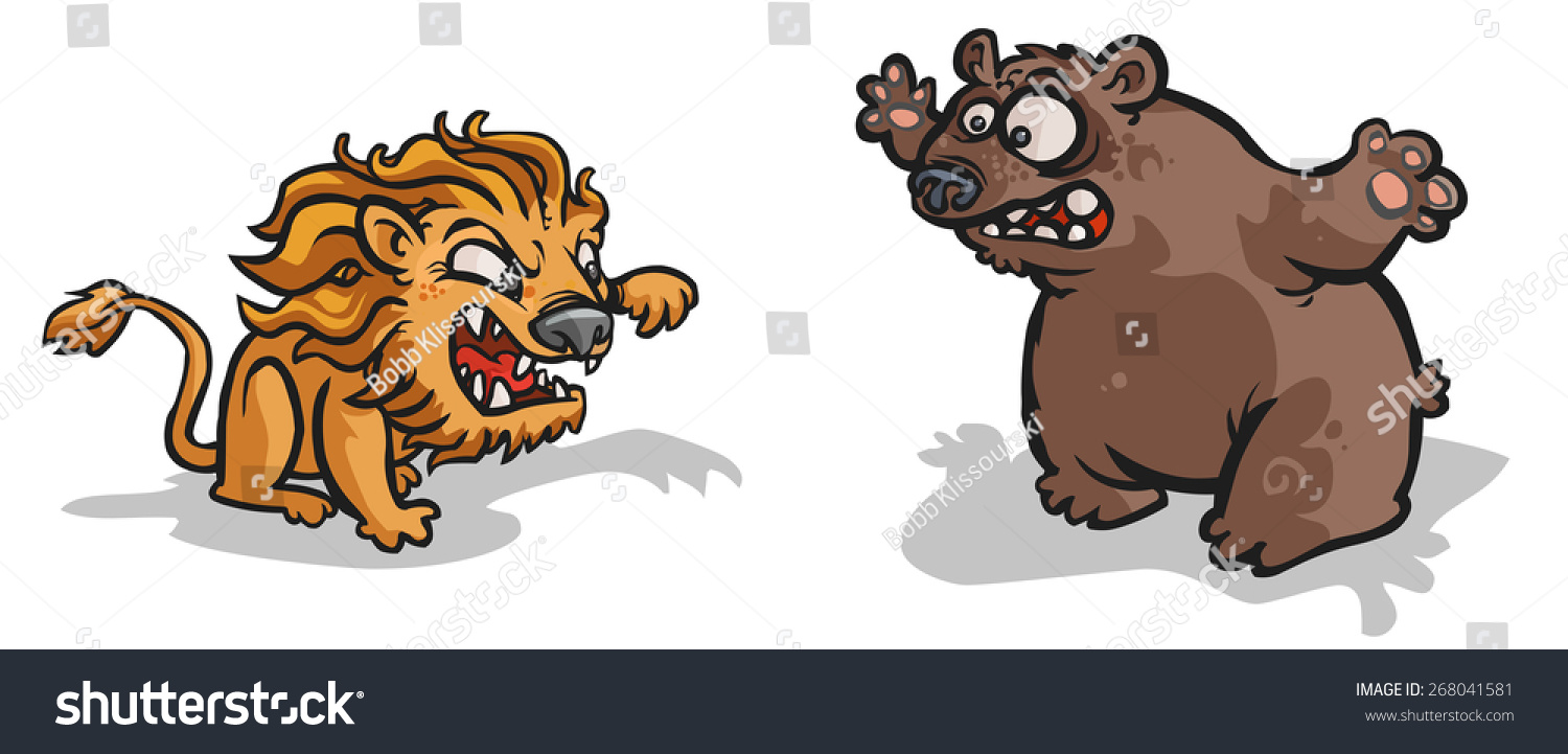 Lion Bear Cartoon Characters Stock Vector Royalty Free