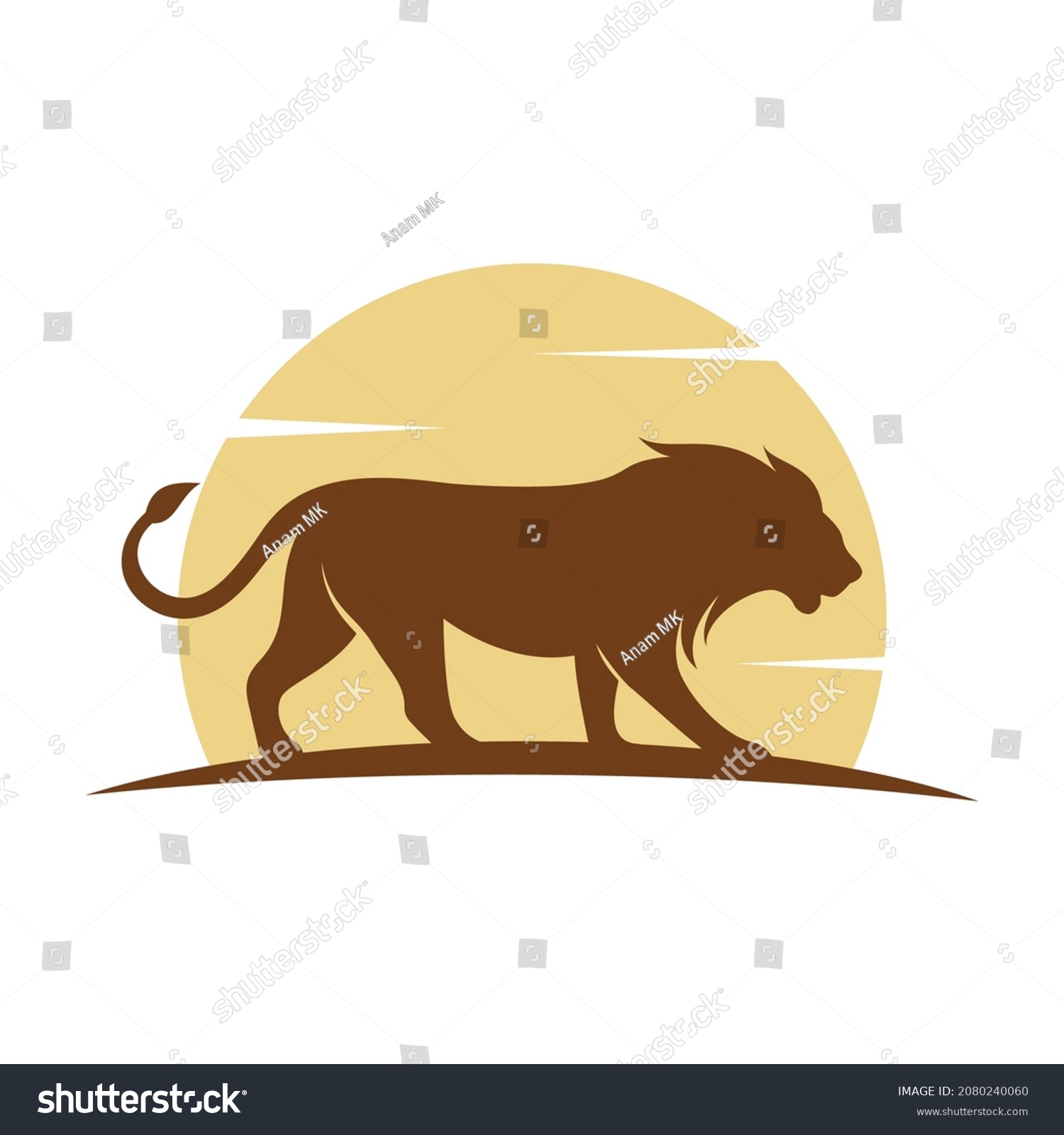 Lion Sun Logo Template Stock Vector (Royalty Free) 2080240060 ...