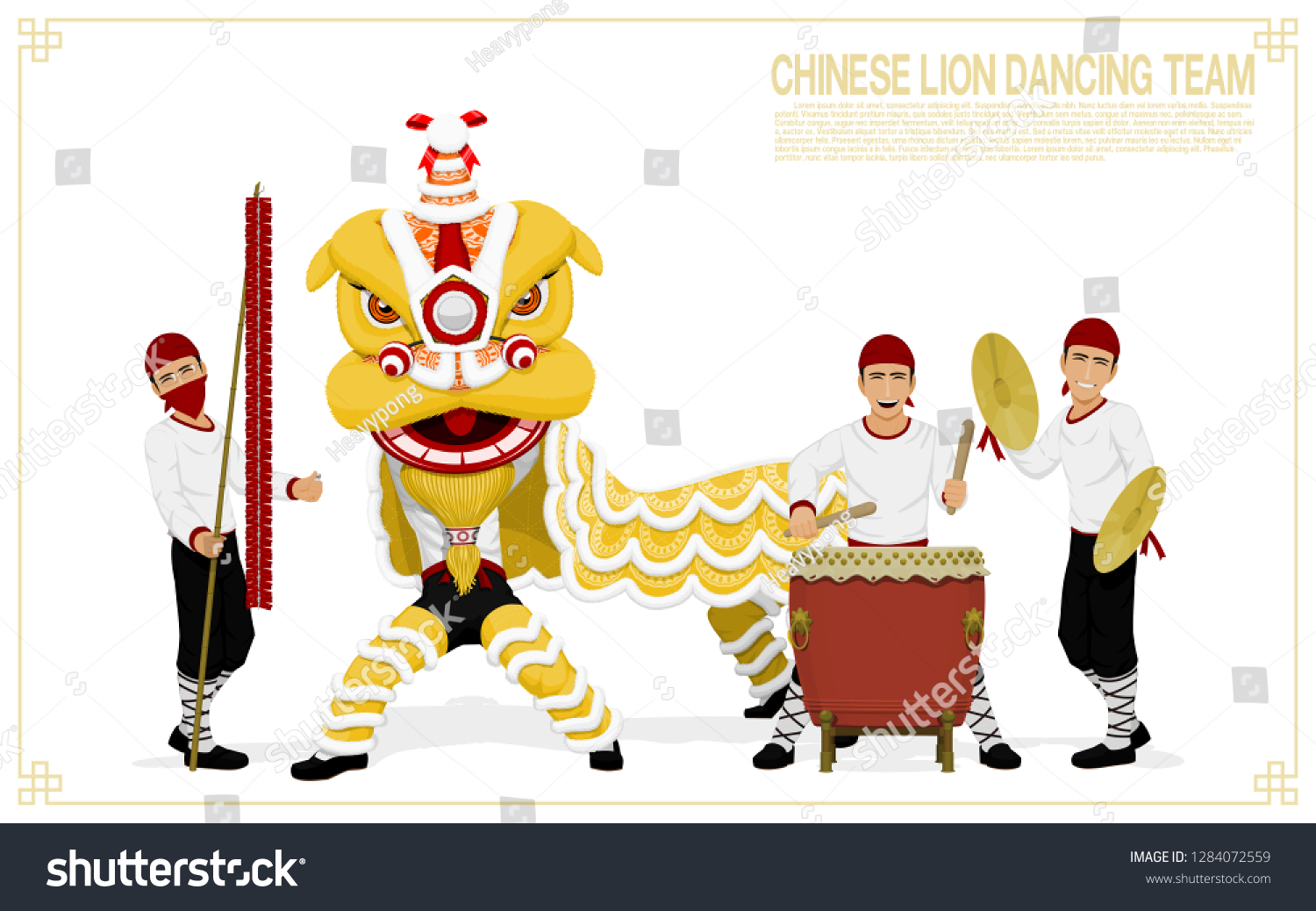 Lion Dancing Team On Transparent Background Stock Vector Royalty Free 1284072559