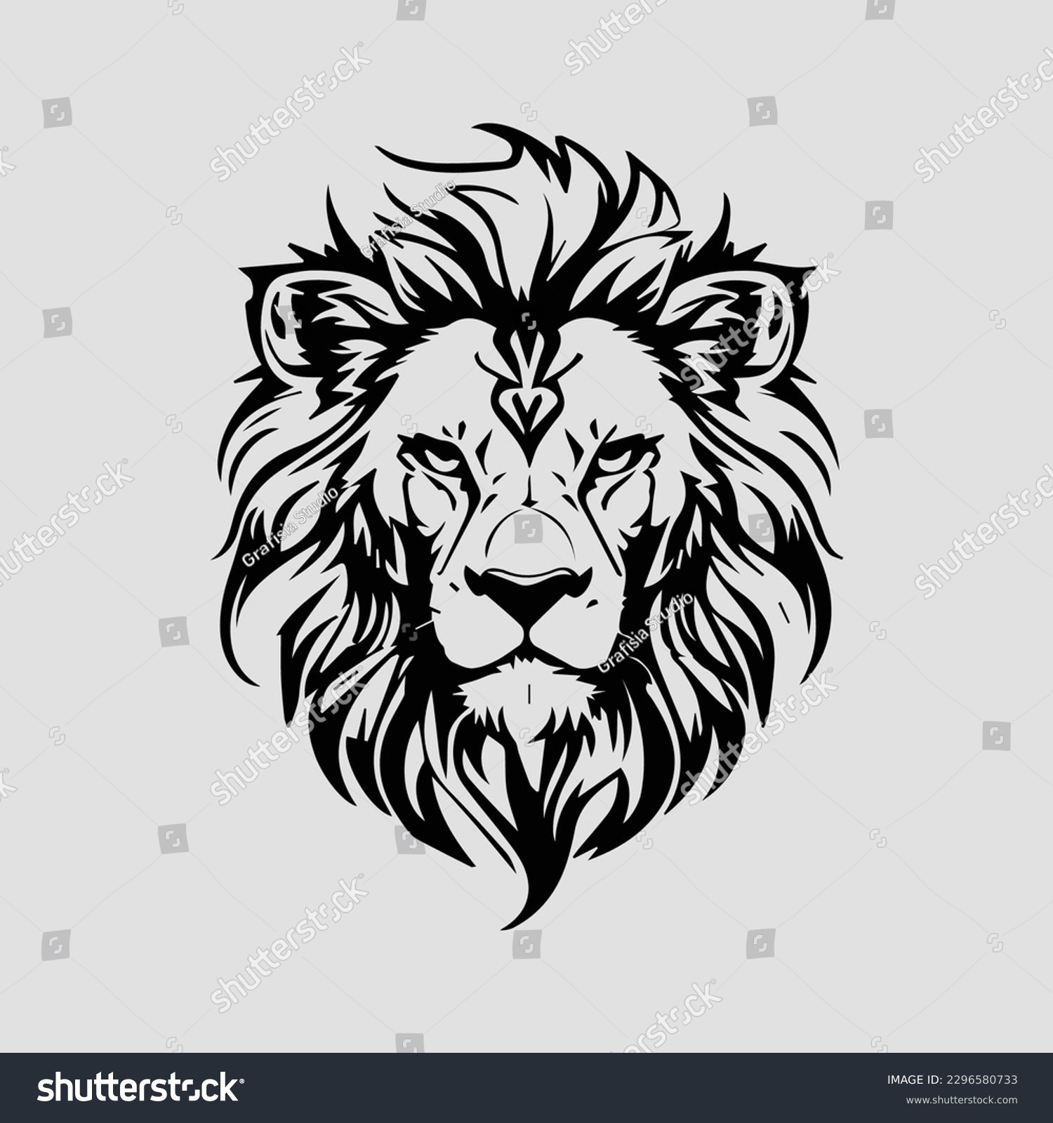 SVG of Lion face vector illustration outline. Coloring book with animal. black and white. white background. ready for print or cutting using EPS or convert to SVG format svg