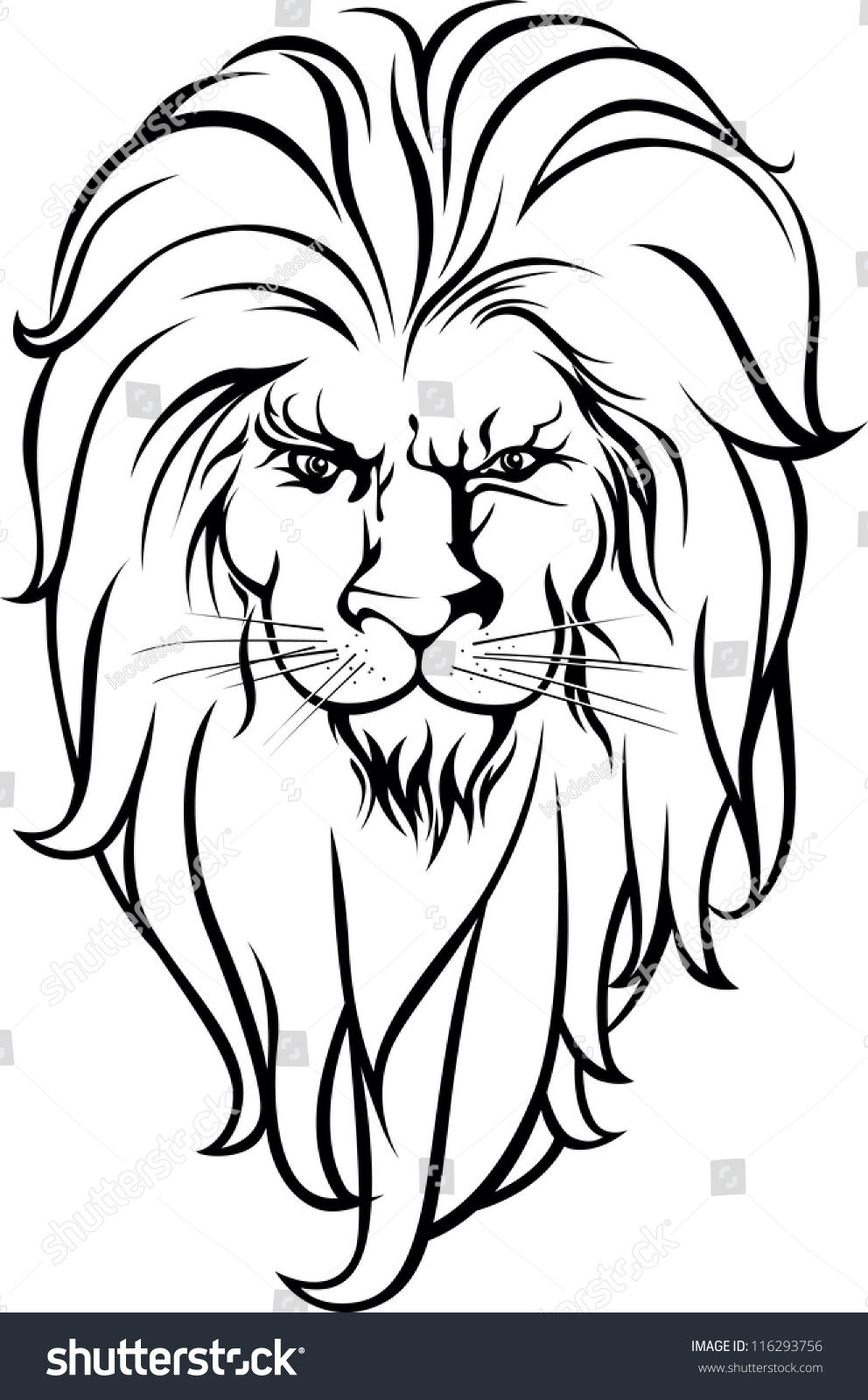 Lion Head Black White Vector Illustration Stock Vector (Royalty Free ...