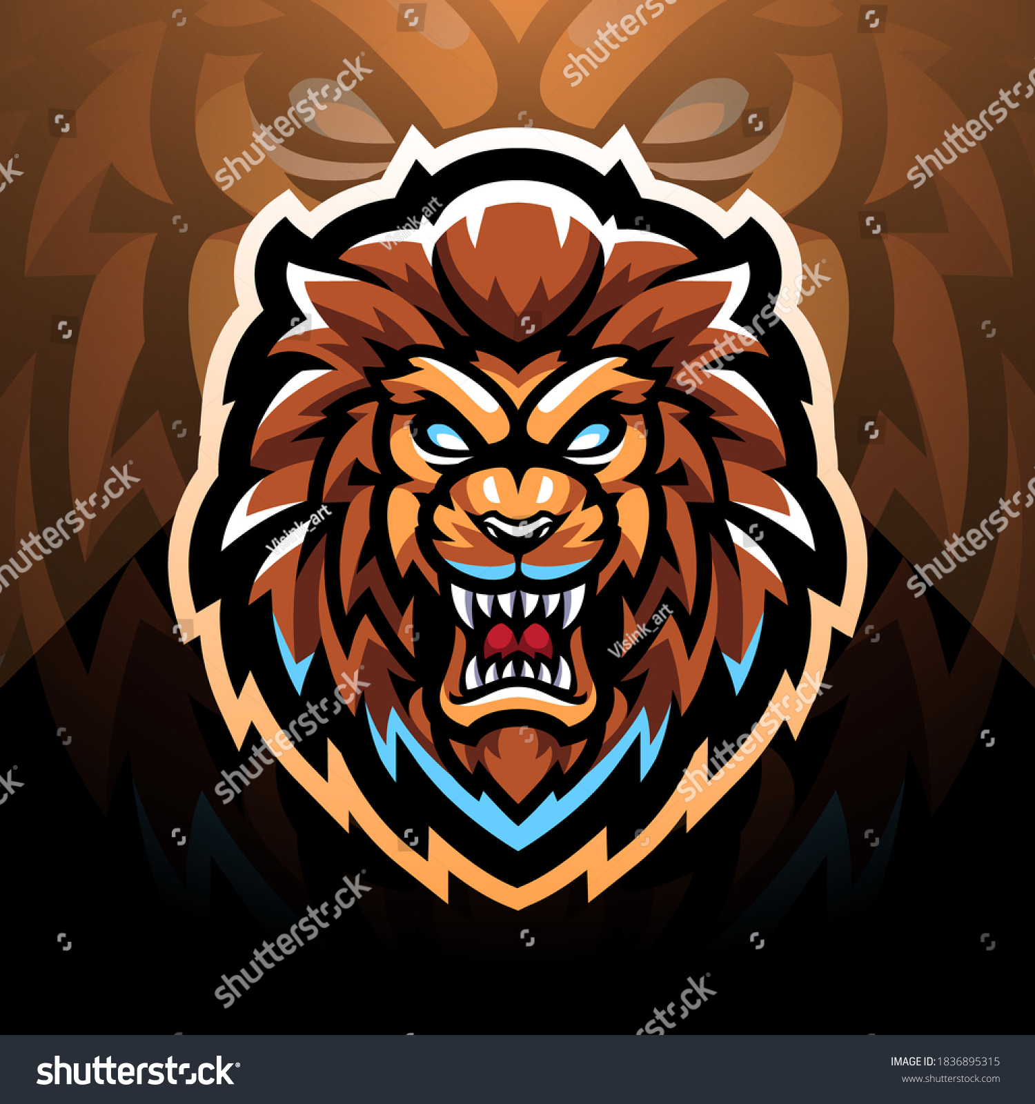 Lion Head Esport Mascot Logo Design 库存矢量图（免版税）1836895315 Shutterstock