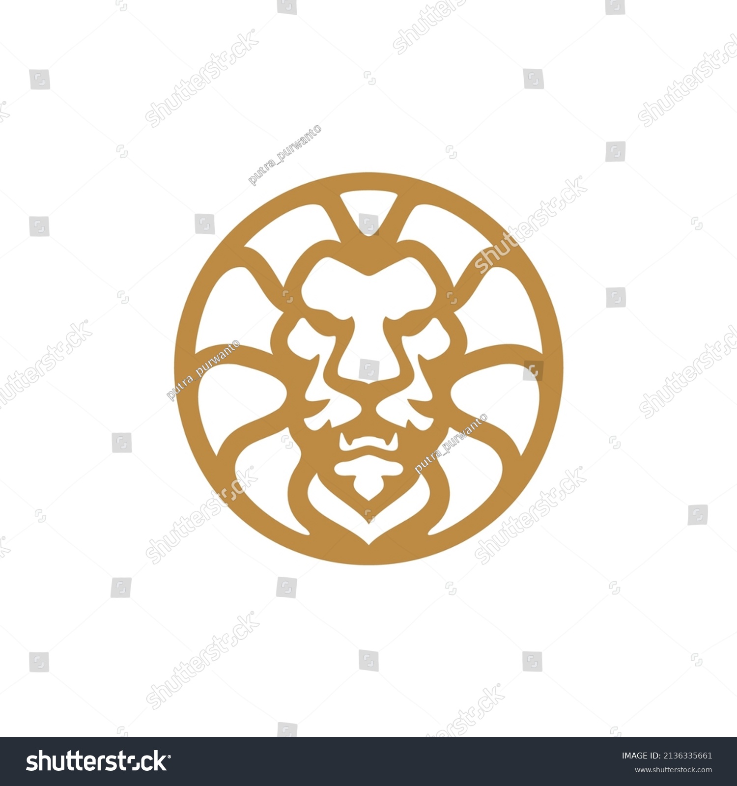 Lion Head Face Hair Mane Circle Stock Vector (Royalty Free) 2136335661 ...