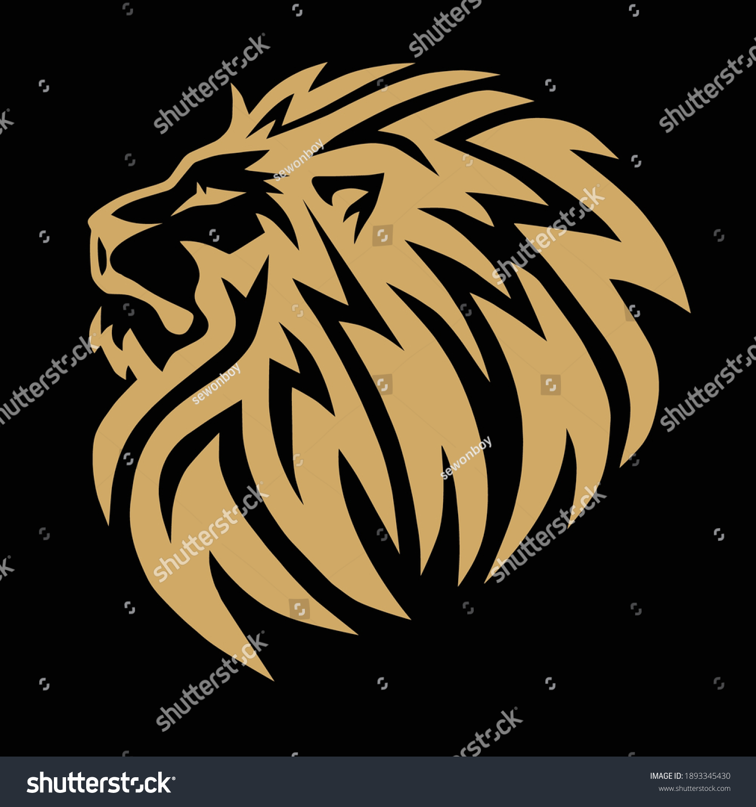 Lion Head Gold Golden Logo Vector Stock Vector (Royalty Free