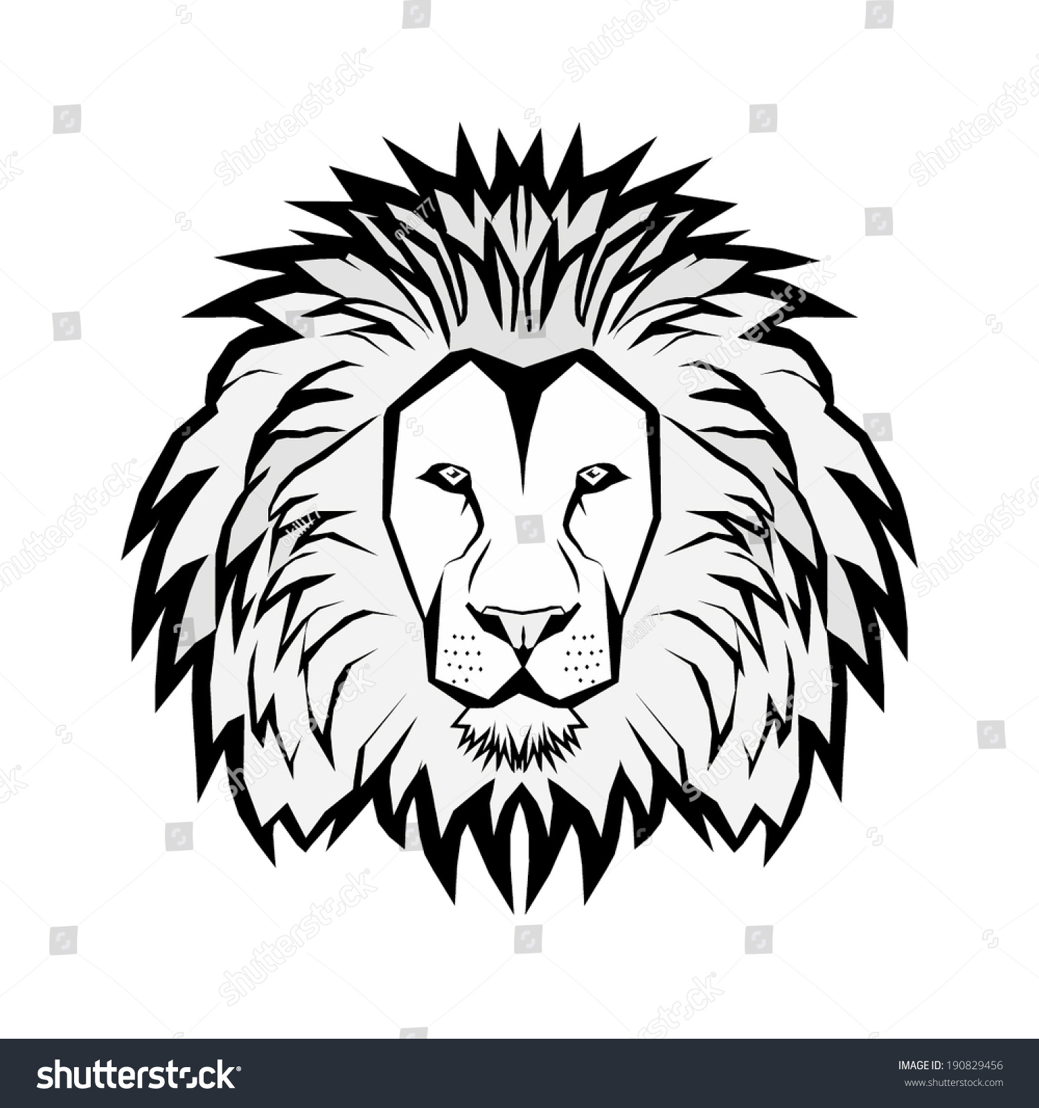 Lion Head Illustration Vector Stock Vector 190829456 - Shutterstock