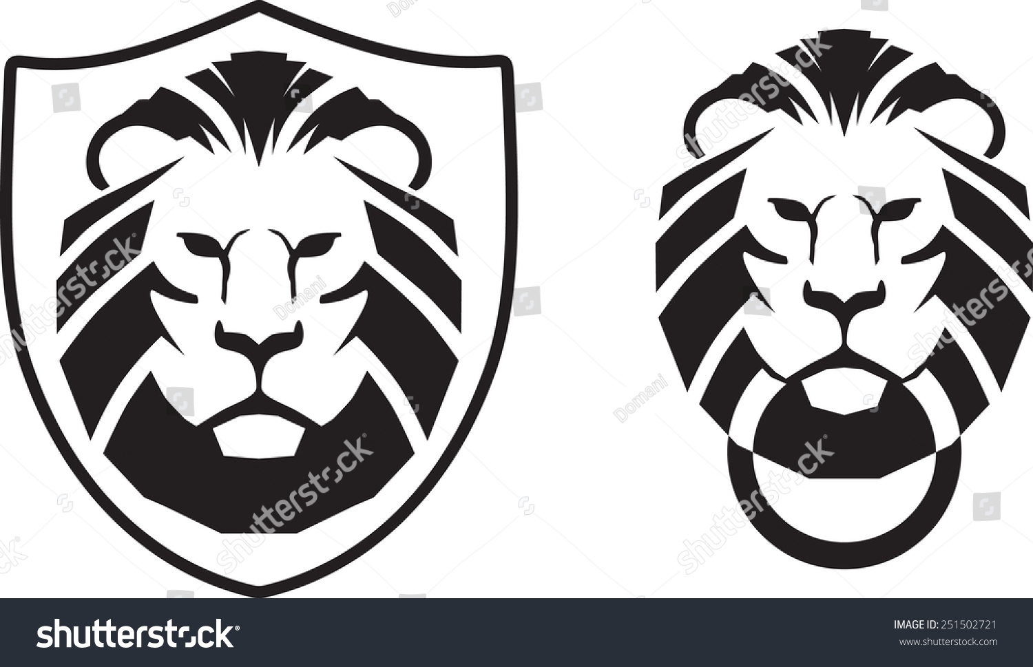 Lion Head Knocker Crest Vector Illustration のベクター画像素材 ロイヤリティフリー