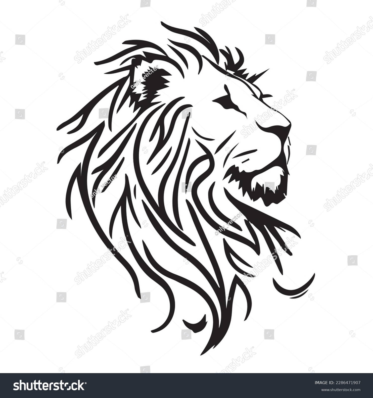 SVG of Lion head on a white background. Vector silhouette svg illustration. svg
