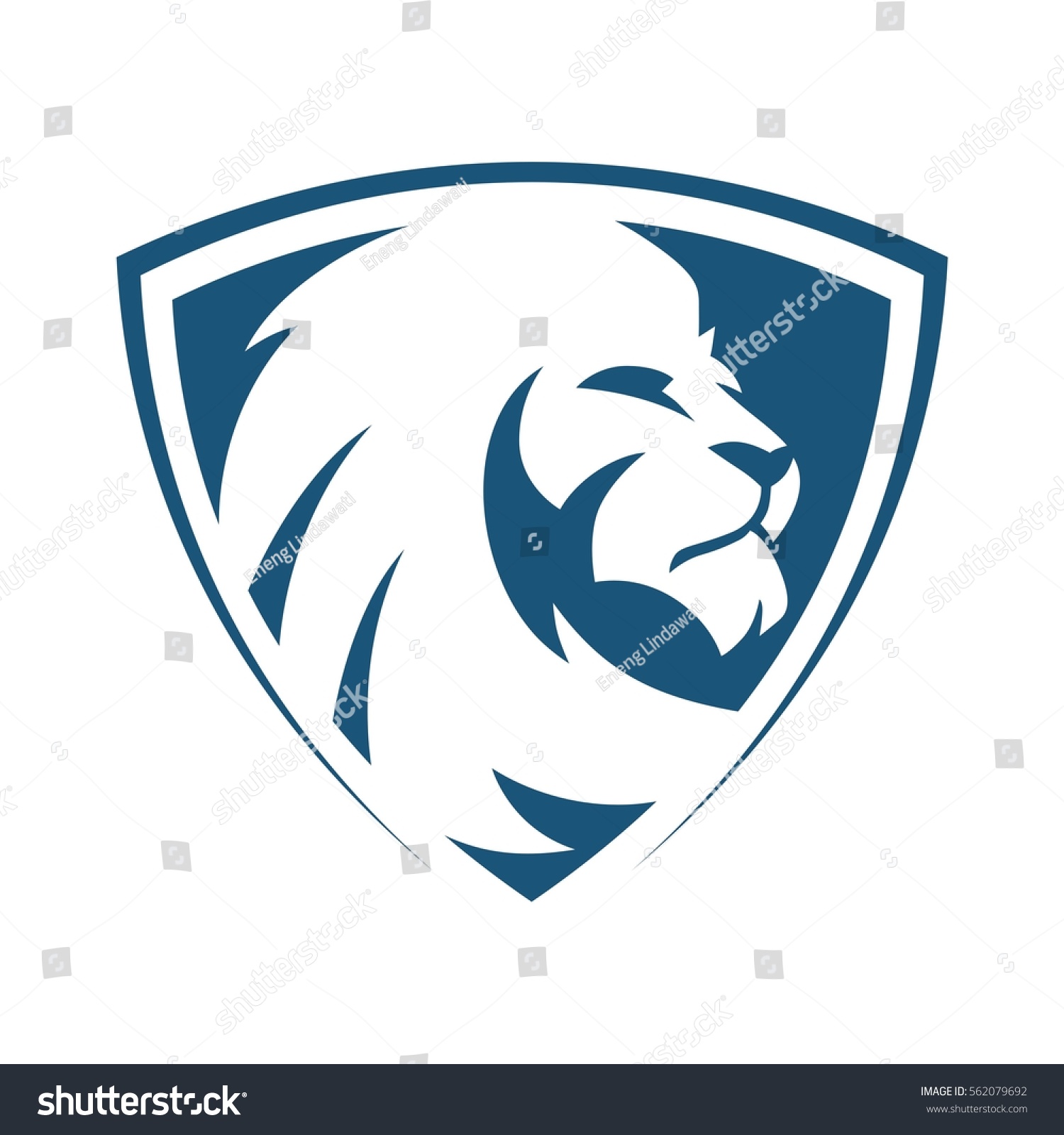 Lion Head Shield Blue Stock Vector 562079692 - Shutterstock