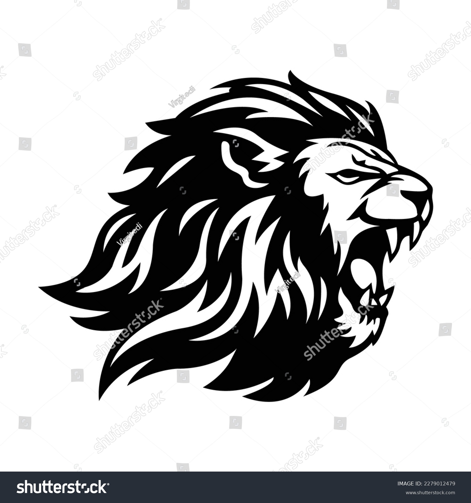 SVG of Lion head silhouette drawing icon svg