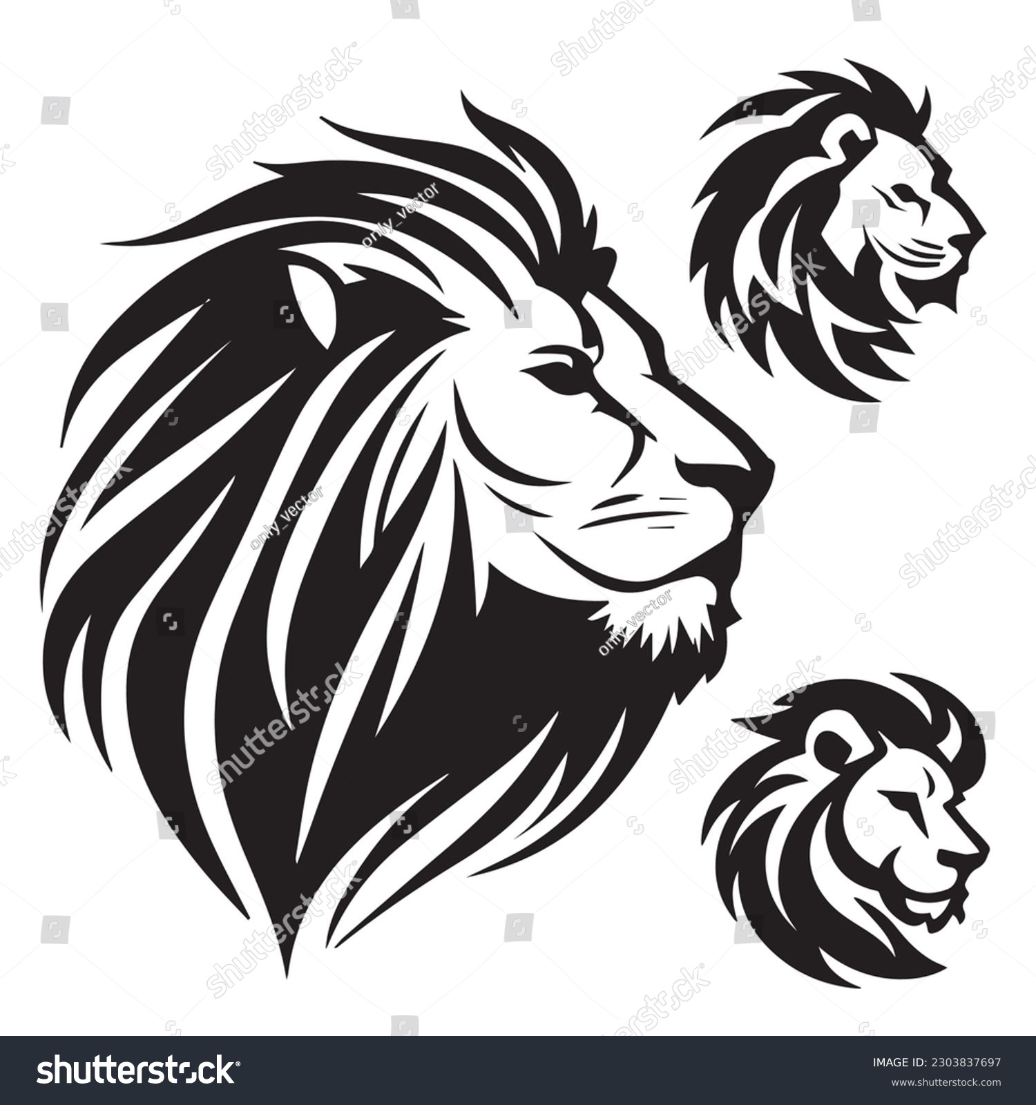 SVG of Lion heads vector silhouette illustration. svg